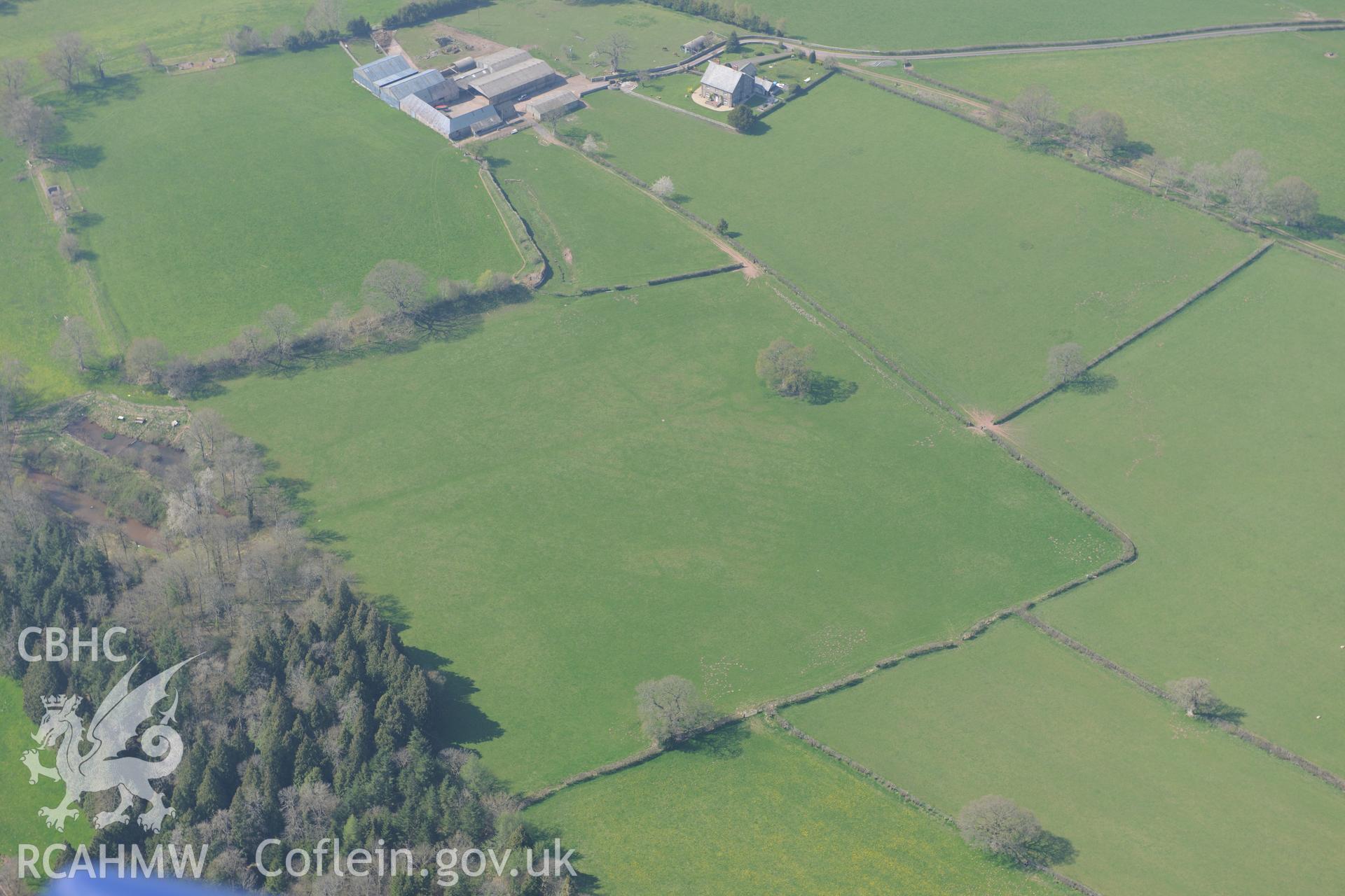 Y Gaer, Brecon Gaer Roman Fort. Oblique aerial photograph taken during the Royal Commission's programme of archaeological aerial reconnaissance by Toby Driver on 21st April 2015