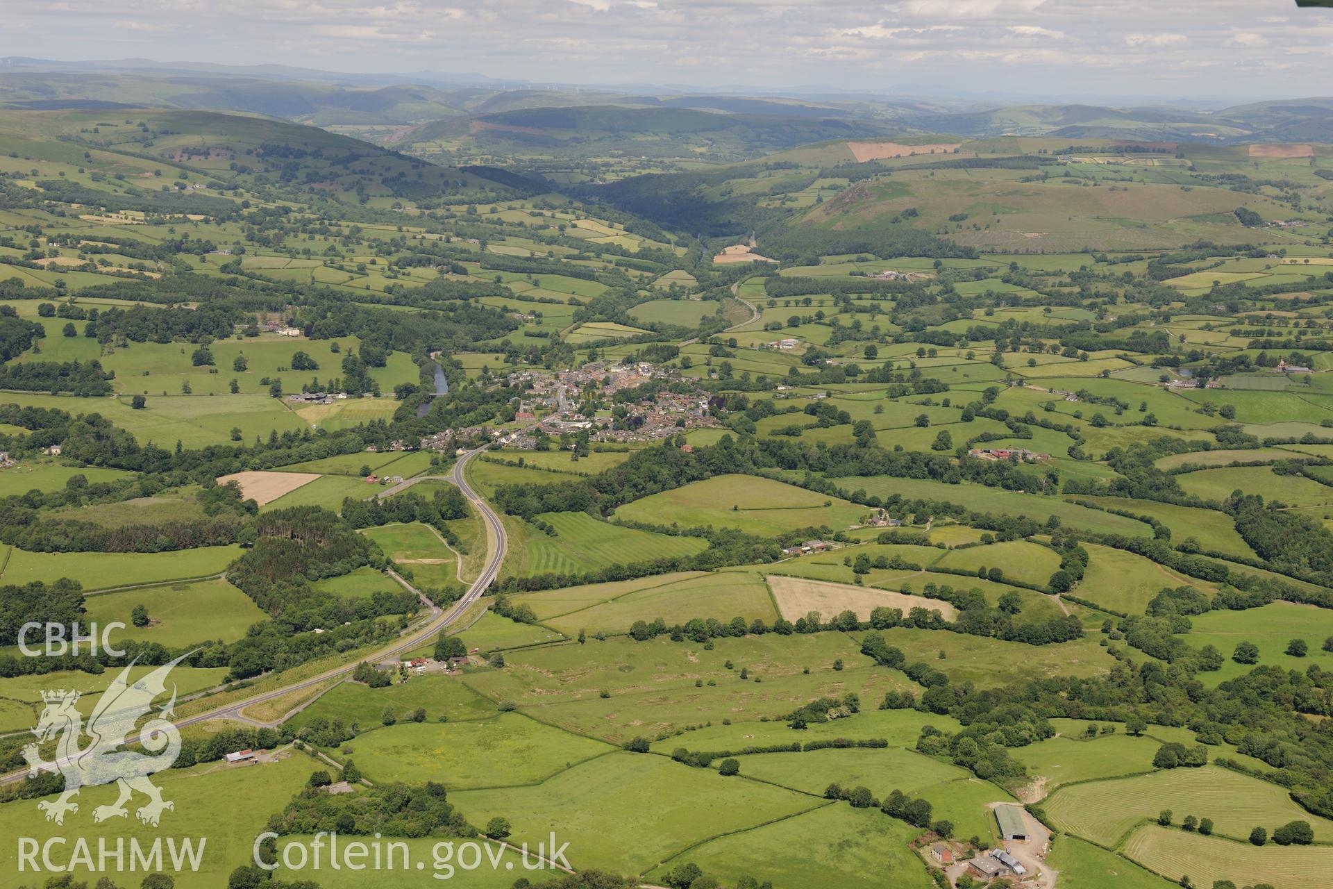 Wye bridge, Newbridge on Wye, south west of Llandrindod Wells. Oblique aerial photograph taken during the Royal Commission's programme of archaeological aerial reconnaissance by Toby Driver on 30th June 2015.