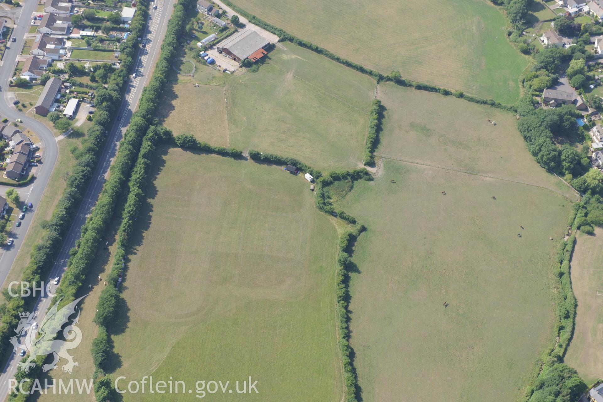 Bedford Castle, north west of Llantwit Major. Oblique aerial photograph taken during the Royal Commission?s programme of archaeological aerial reconnaissance by Toby Driver on 1st August 2013.