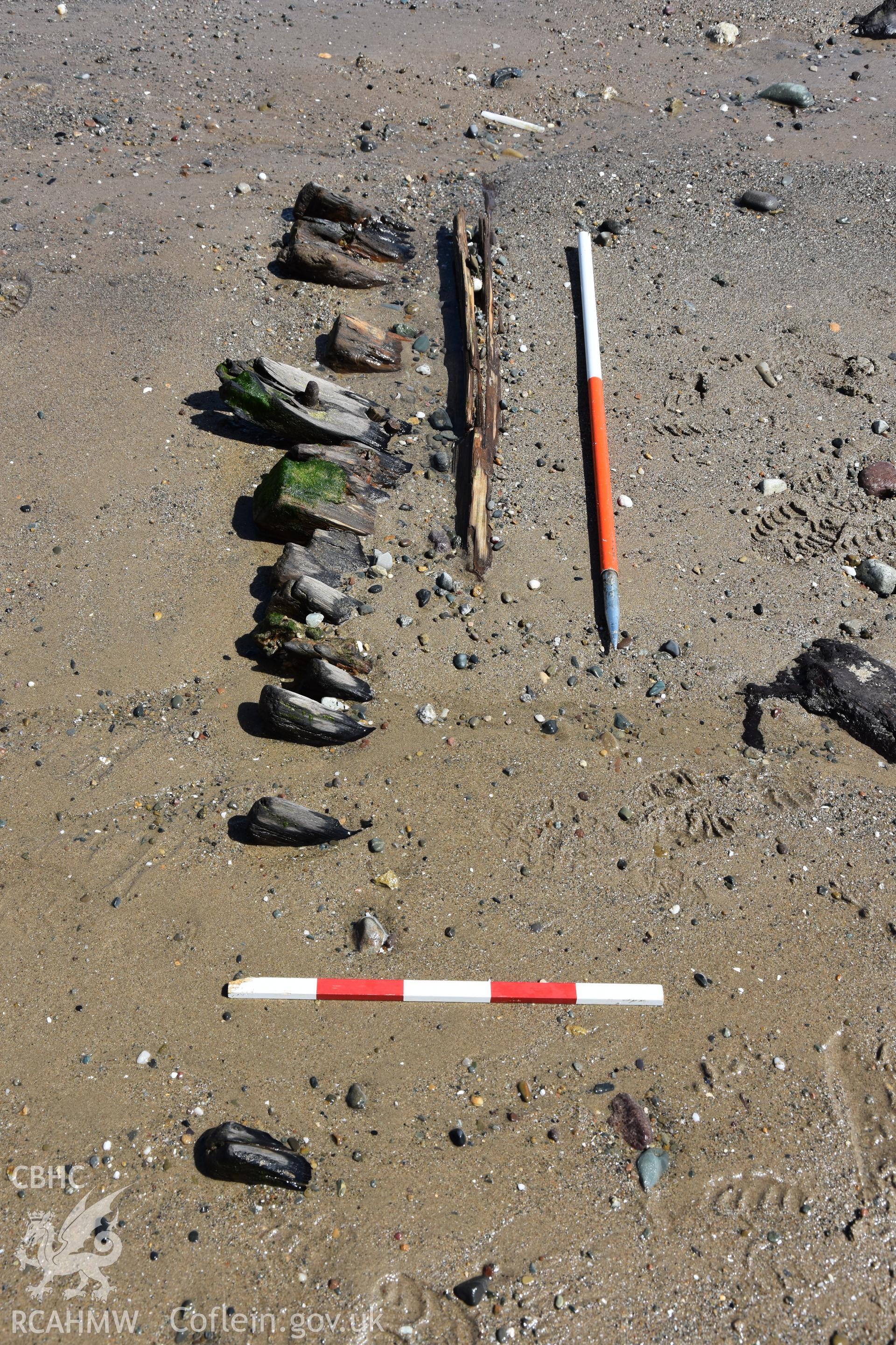 Baseline photo survey of unnamed wreck on The Warren sands, thought to be the FOSIL, taken at 0.9m low tide on 26th April 2018. ? Crown: CHERISH PROJECT 2017. Produced with EU funds through the Ireland Wales Co-operation Programme 2014-2020. All material made freely available through the Open Government Licence.