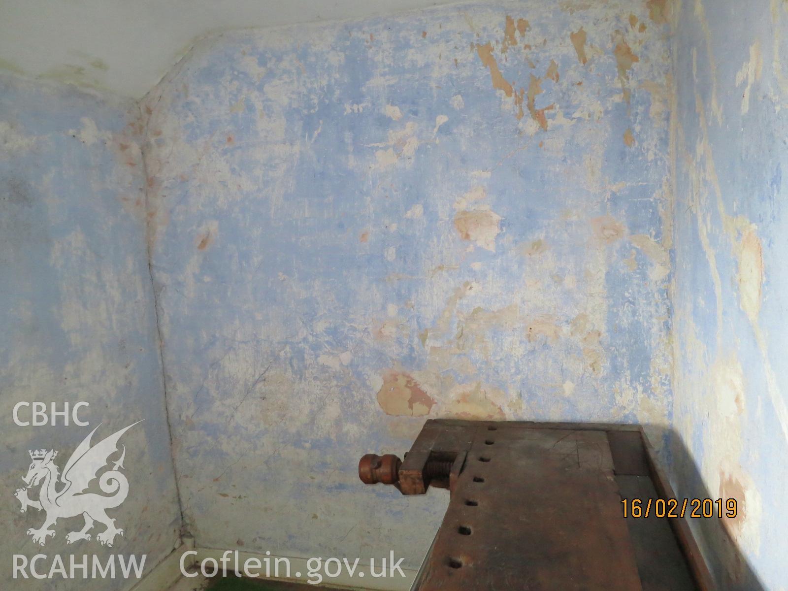 Interior view showing north elevation of bedroom 3 in the house at Pencerrig Pellaf, Ffordd Uchaf, Harlech. Photographed by Kimberley Urch as part of photographic survey for planning application (ref. no. NP5/61/LB446A Snowdonia National Park Authority).