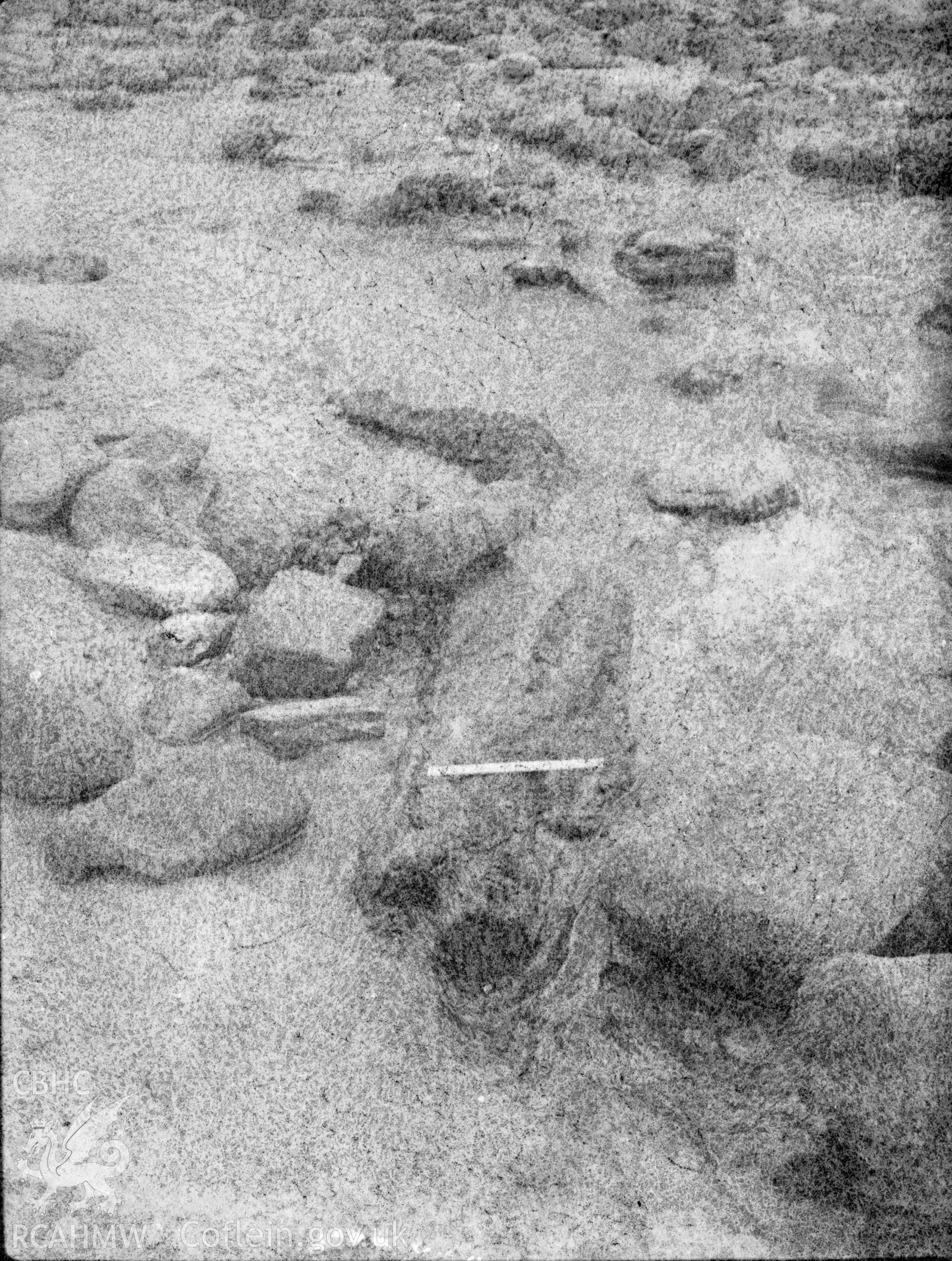 Digital copy of a nitrate negative showing submerged forest at Wiseman's Bridge, Pembrokeshire, taken by H. Collin Bowen c.1967.