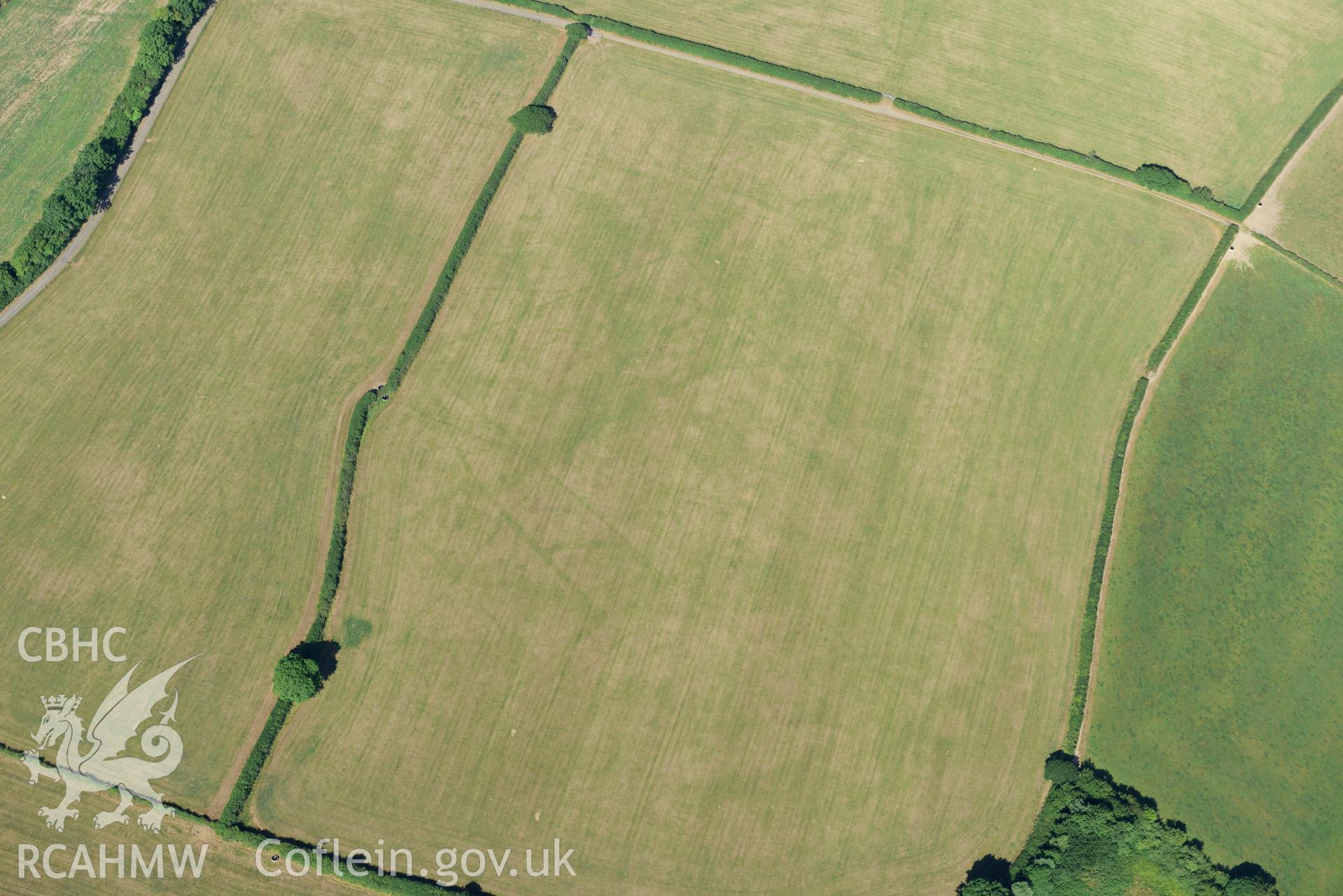 Royal Commission aerial photography of Walton wood or Llys y Fran Romano-British cropmark enclosures taken on 19th July 2018 during the 2018 drought.