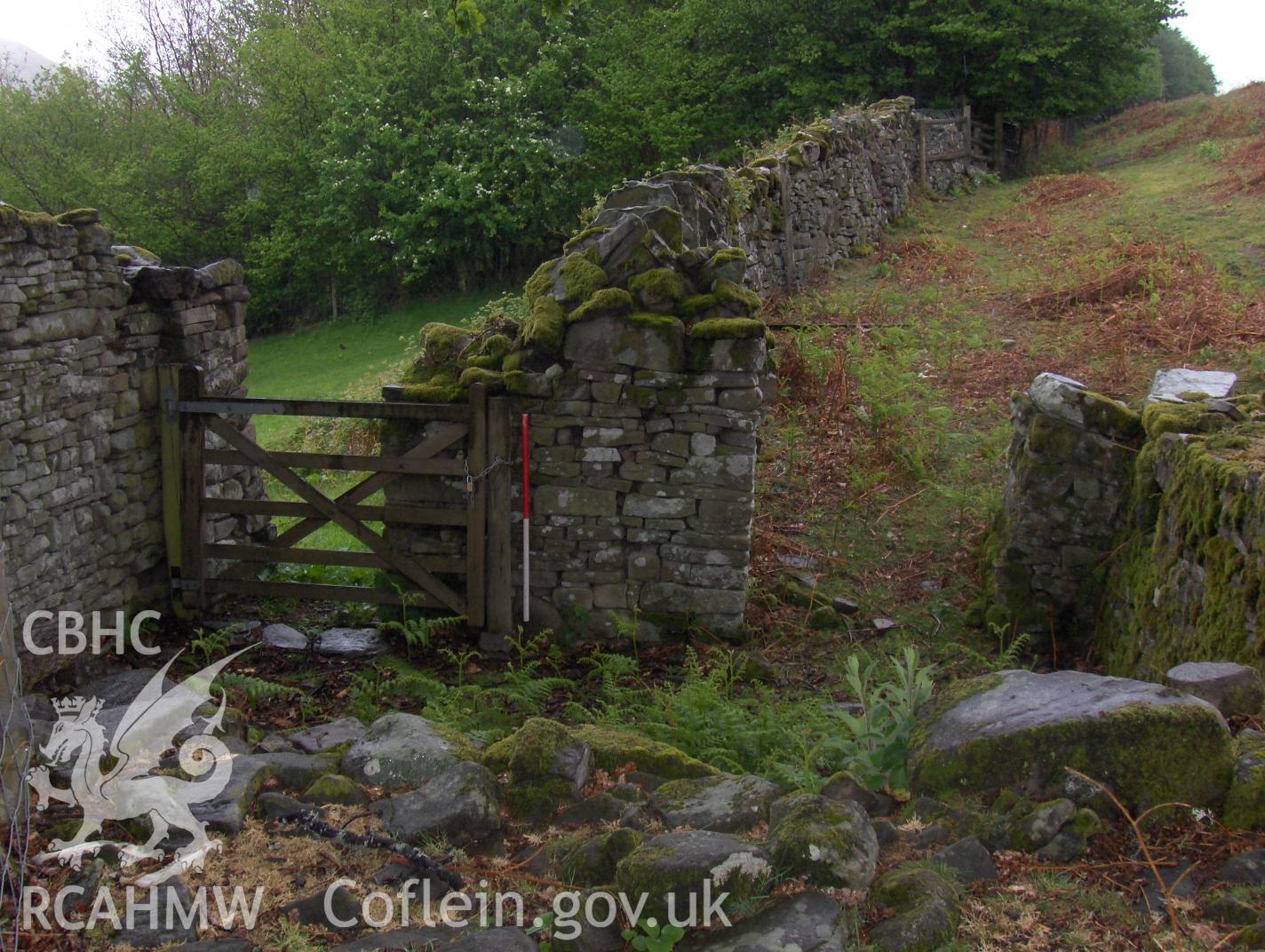 Digital colour photograph of northeast slope of Pen Cerrig Calch house taken on 10/05/2007 by N.A.R. Vaughan during the Black Mountain Central South Upland Survey undertaken by Archaeophysica.