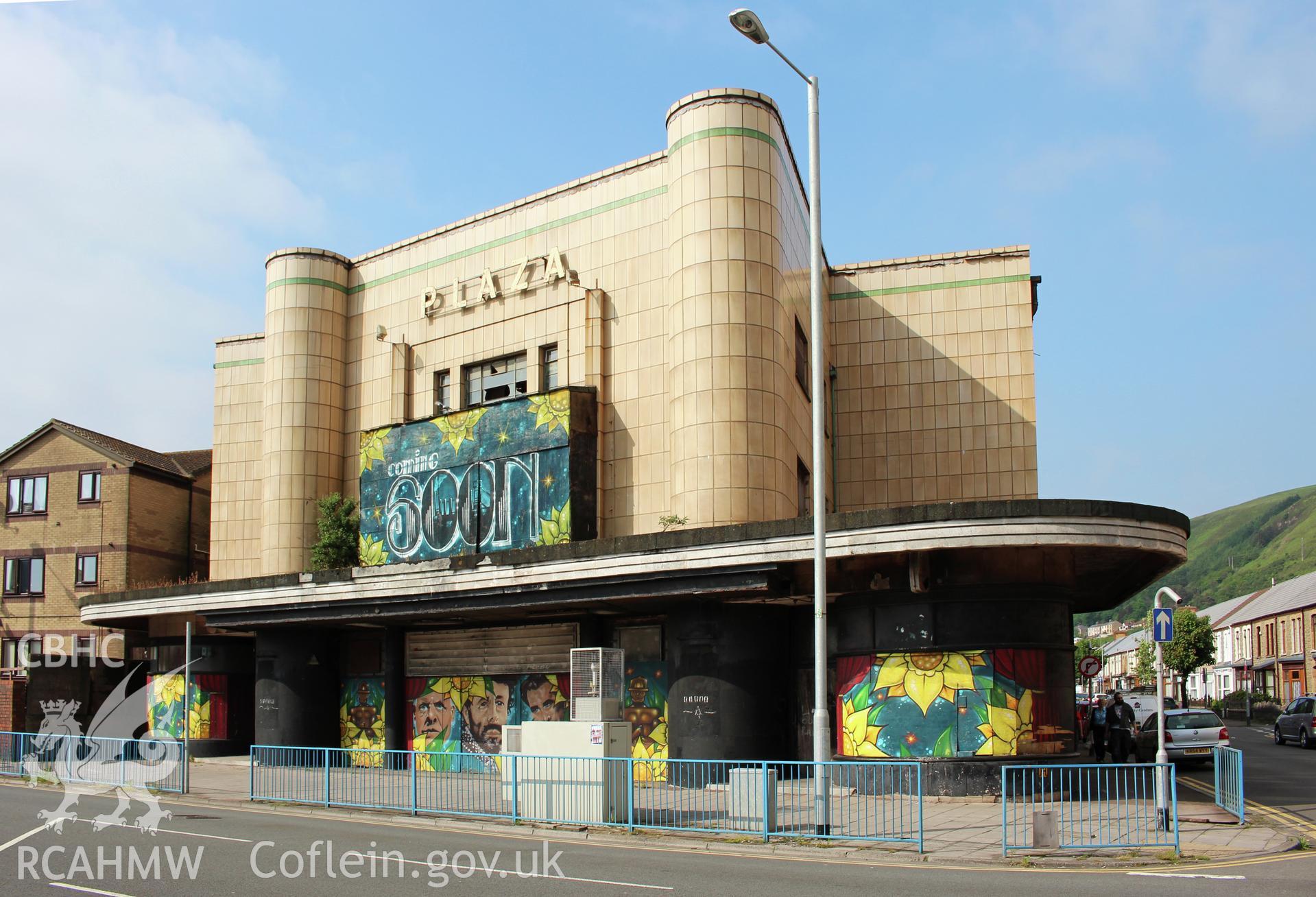 Exterior view of the front elevation of Plaza Cinema, Port Talbot. Photographed during survey conducted by Sue Fielding for the RCAHMW, 6th March 2019.
