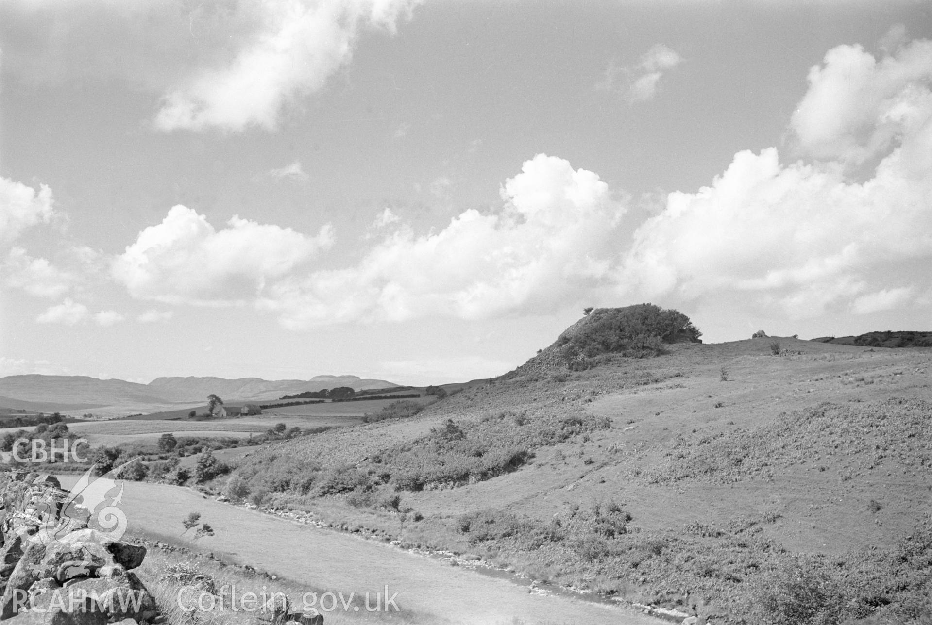 Digital copy of a nitrate negative showing view of Castell Prysor.