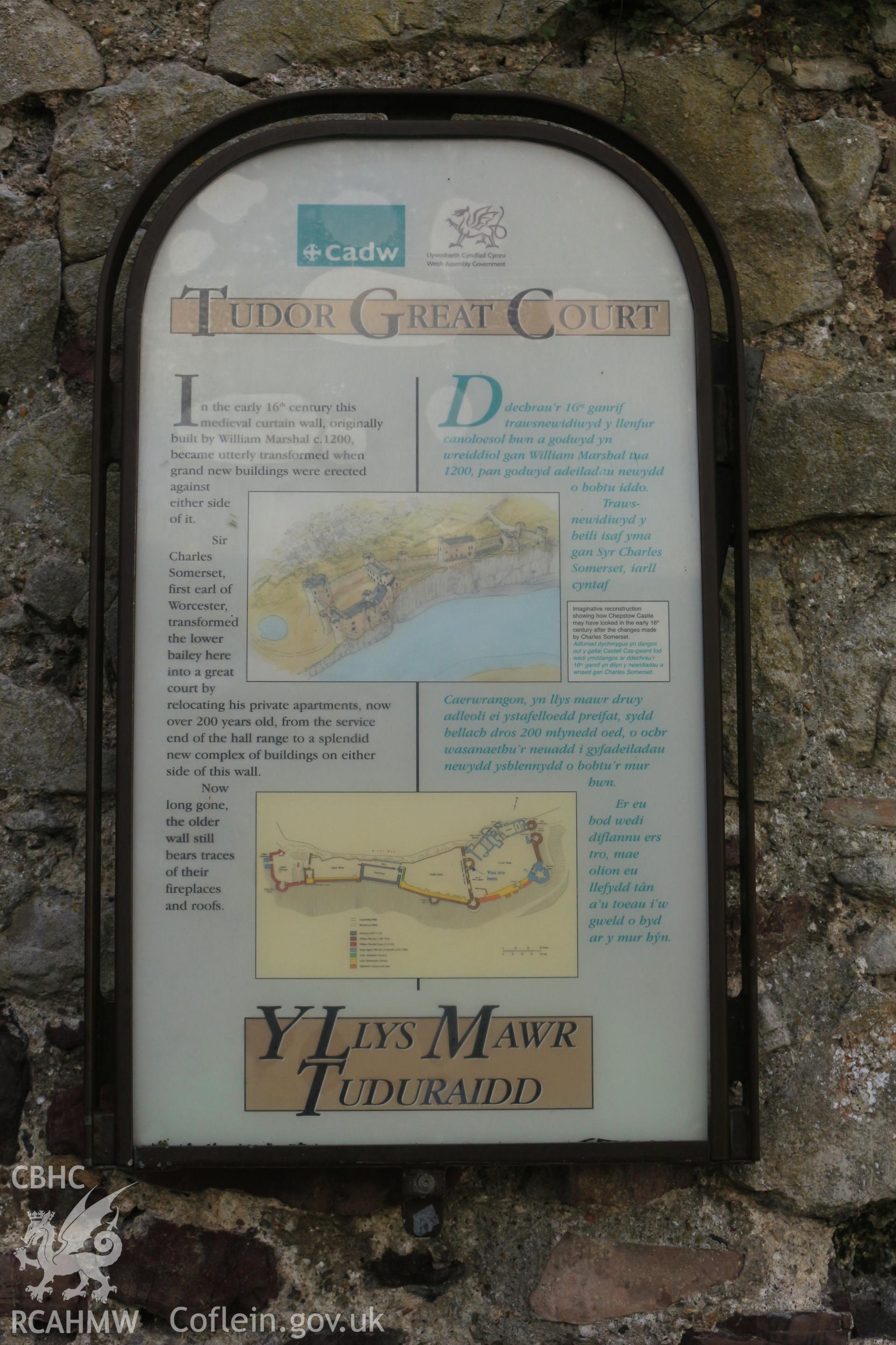 Investigators Photographs at Chepstow Castle. Cadw interpretation panel.