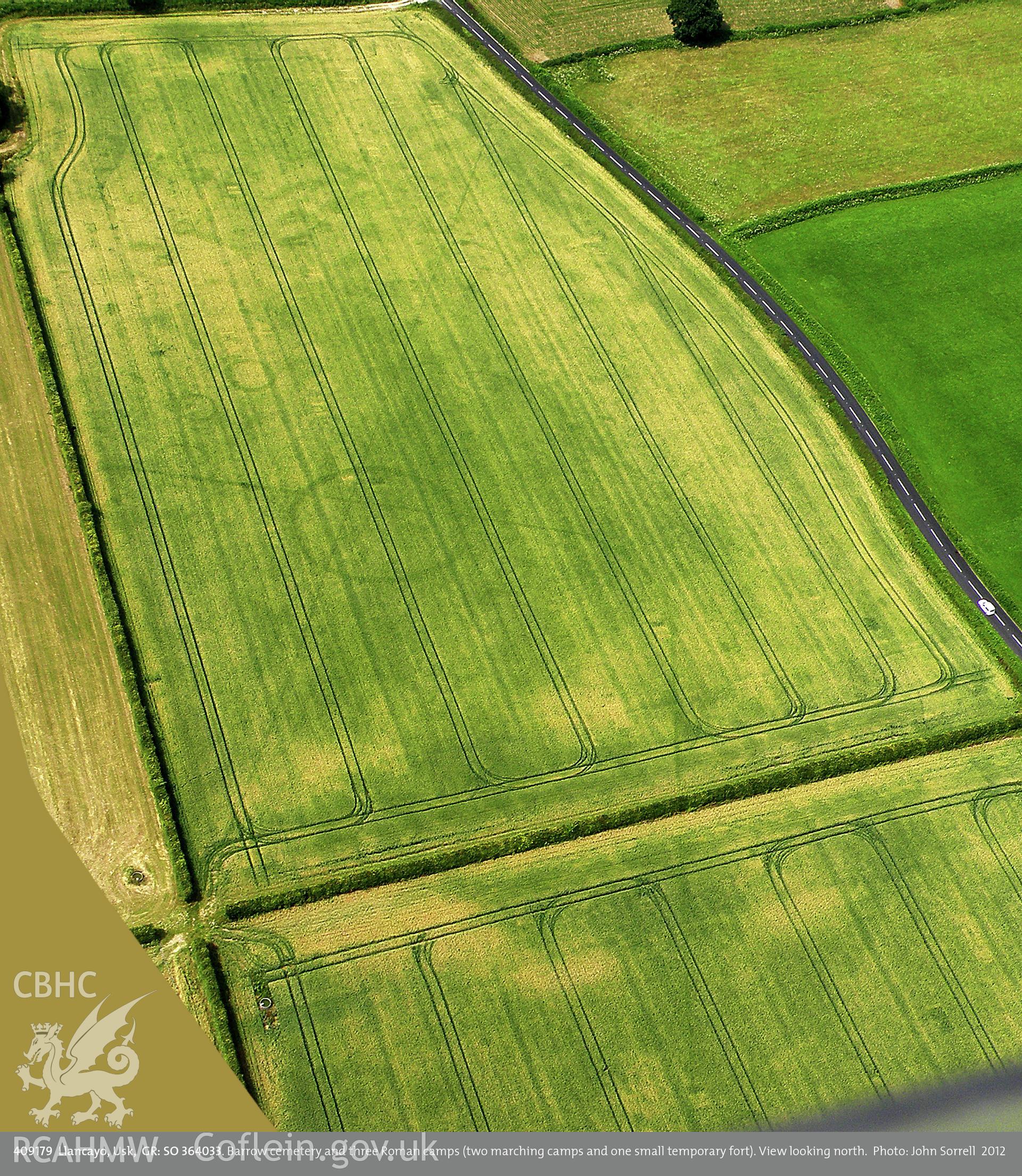 View of Llancayo Cropmarks taken by John Sorrell, 2012.