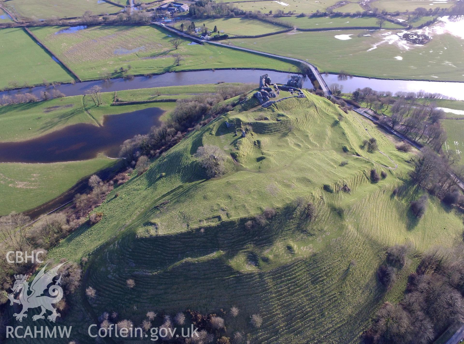 Colour photo showing view of Dryslwyn, taken by Paul R. Davis, 2018.