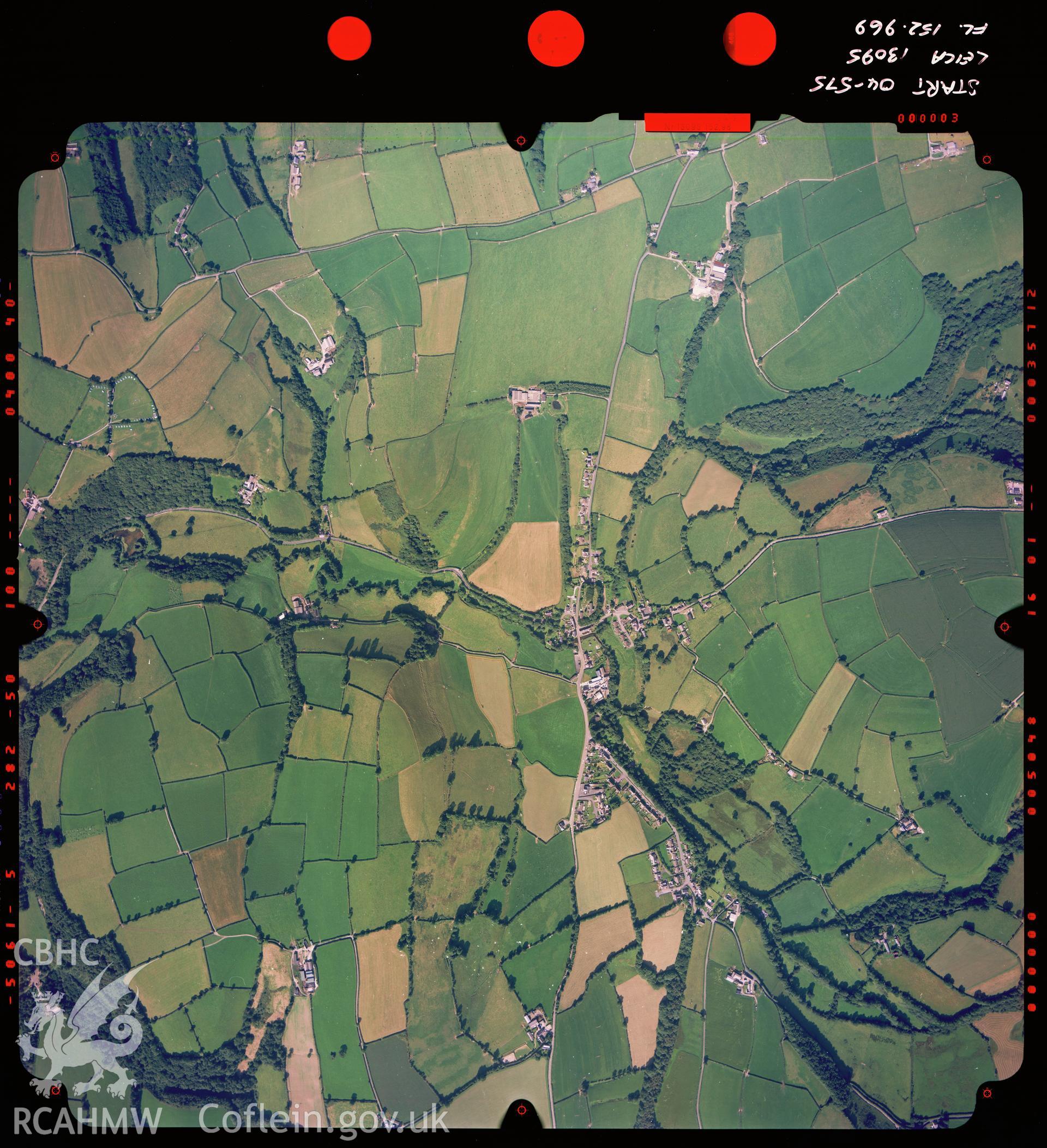 Digital copy of an Ordnance Survey aerial view of Meidrim dated 2004.
