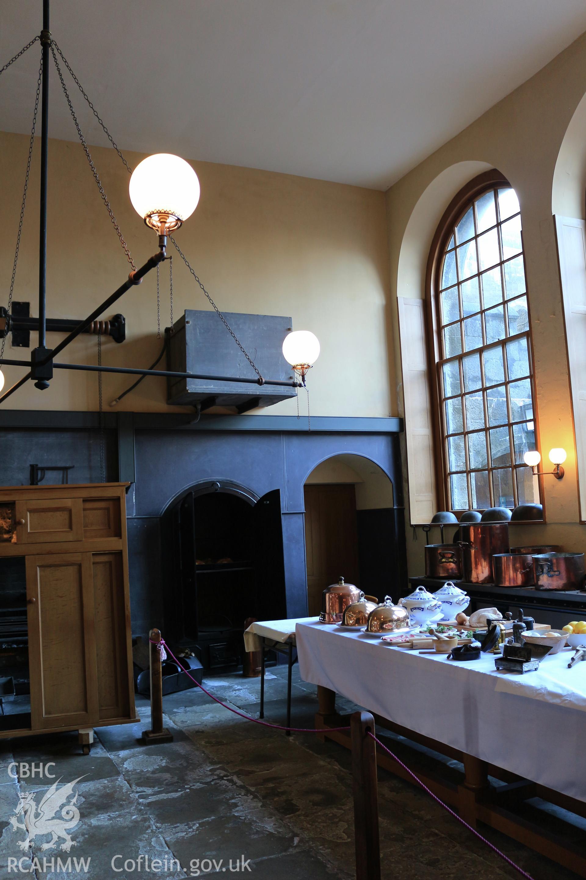 Photographic survey of Penrhyn Castle, Bangor. Kitchens, display of kitchen ware.