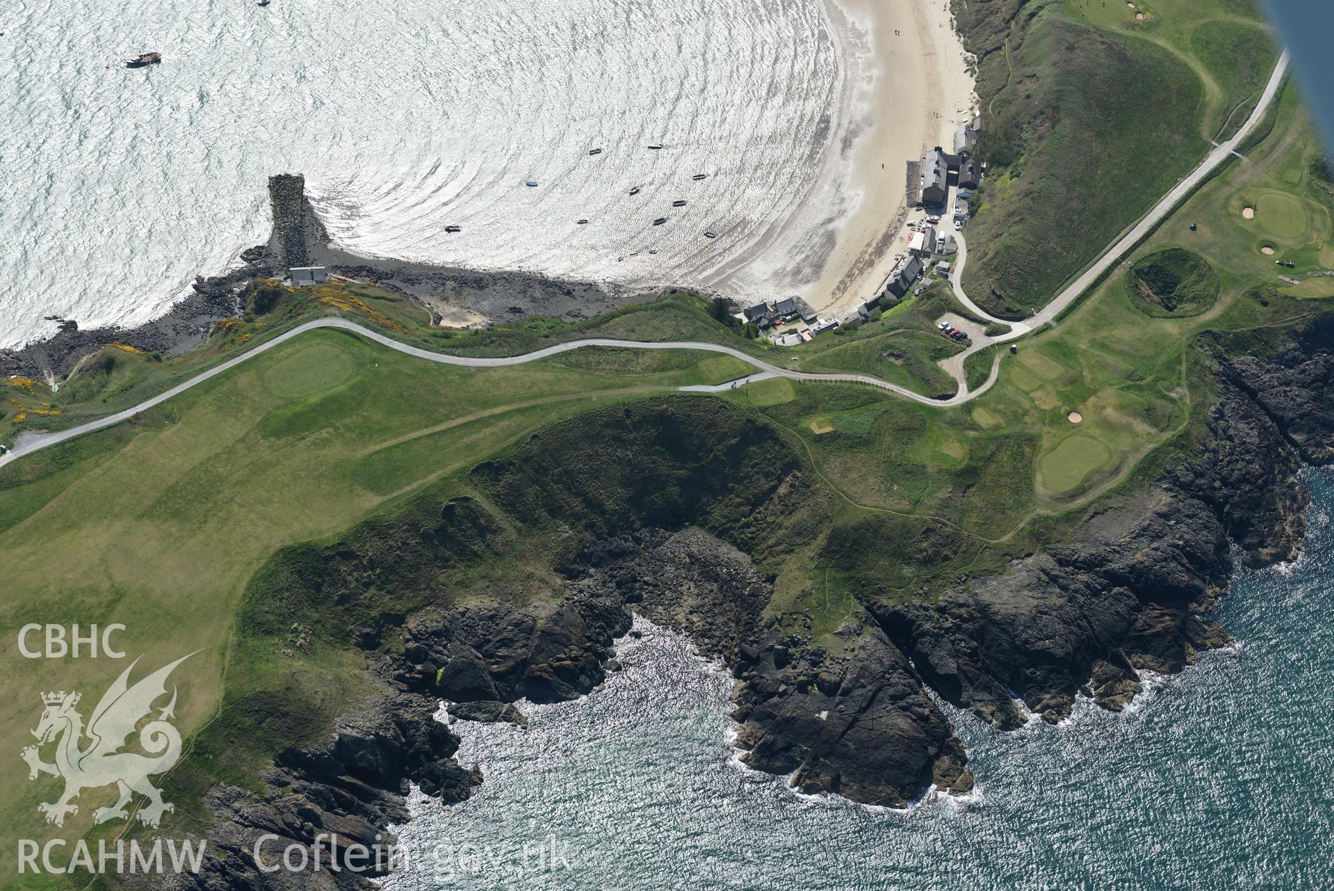 Aerial photography of Porth Dinllaen lifeboat station taken on 3rd May 2017.  Baseline aerial reconnaissance survey for the CHERISH Project. ? Crown: CHERISH PROJECT 2017. Produced with EU funds through the Ireland Wales Co-operation Programme 2014-2020.