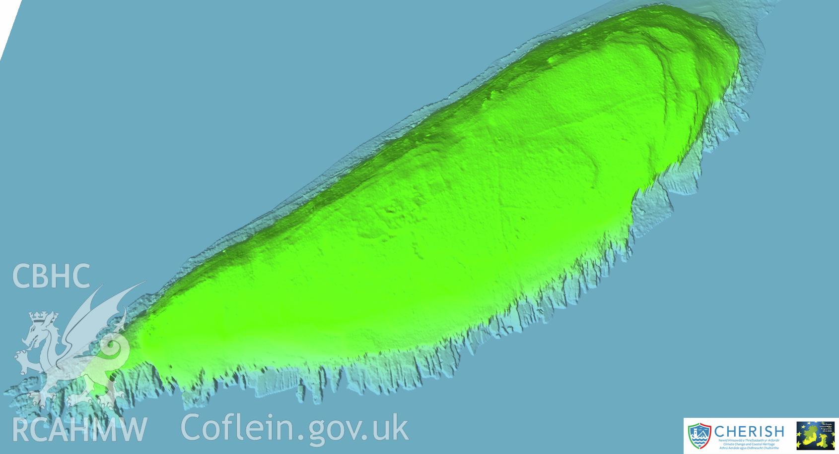 Ynys Seiriol (Puffin Island). Airborne laser scanning (LiDAR) commissioned by the CHERISH Project 2017-2021, flown by Bluesky International LTD at low tide on 24th February 2017.