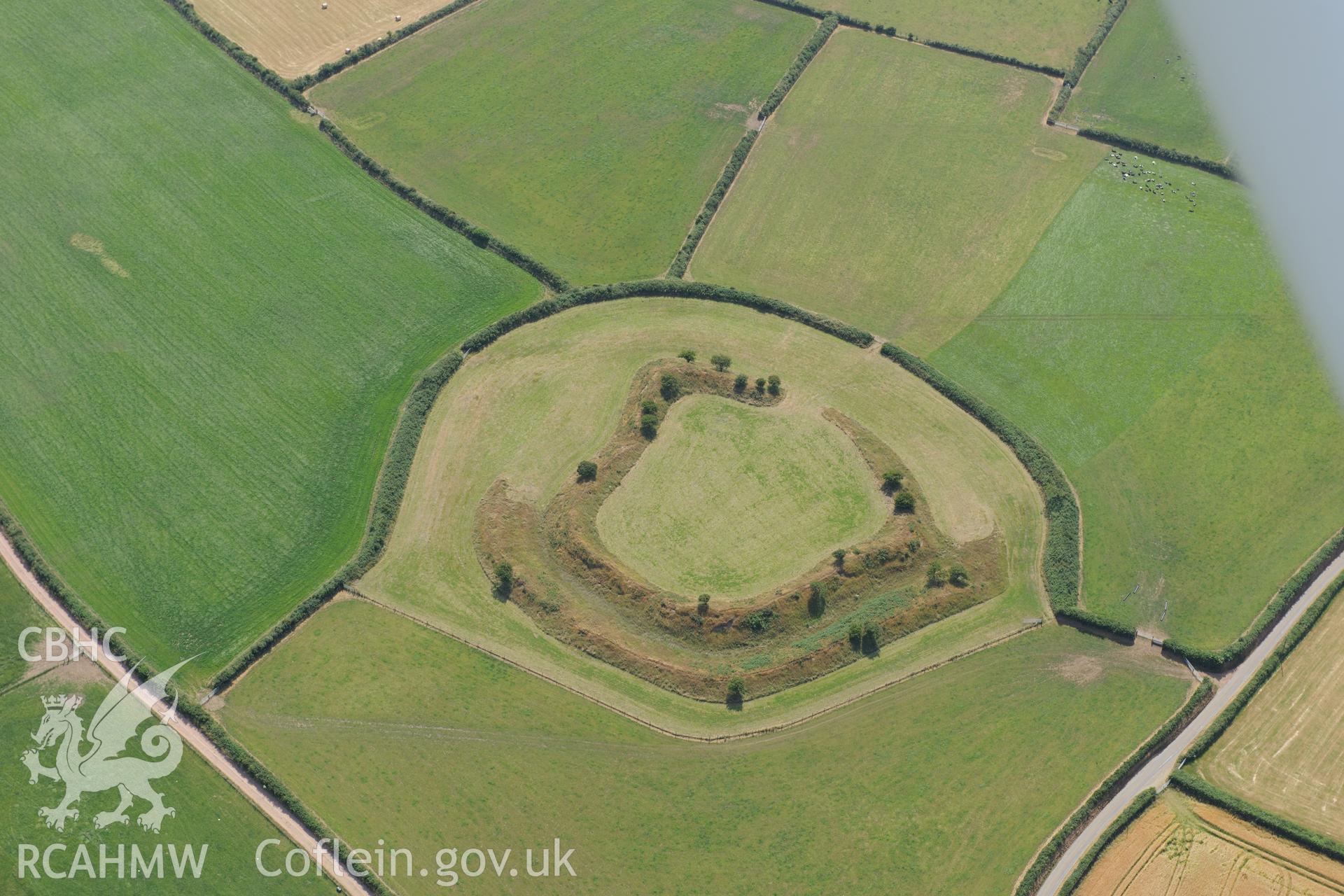 Romans Castle Defended Enclosure near Walwyns Castle, north of Milford Haven. Oblique aerial photograph taken during the Royal Commission?s programme of archaeological aerial reconnaissance by Toby Driver on 16th July 2013.