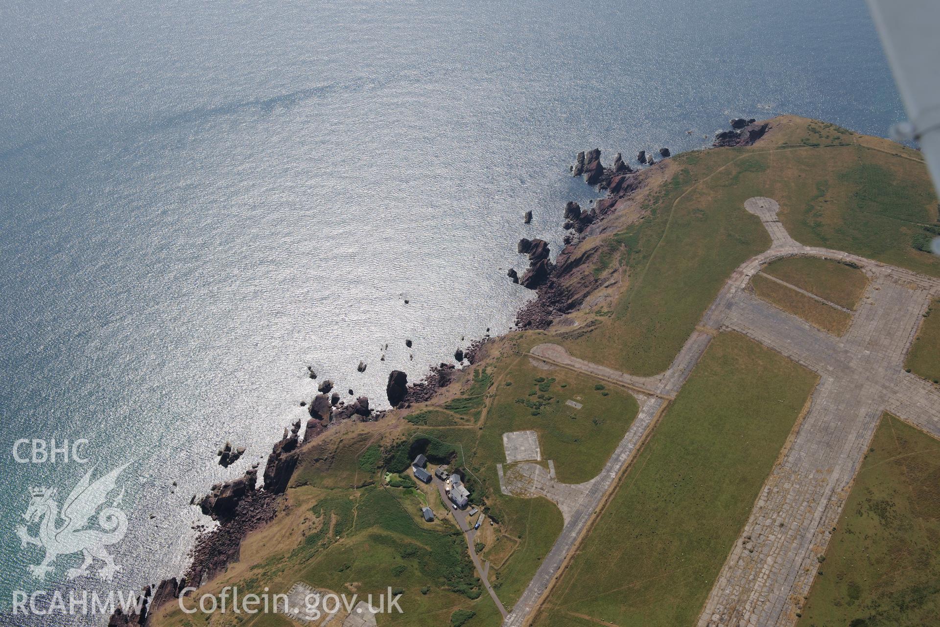 Infantry Post and the Royal Naval Air Station at Dale. Oblique aerial photograph taken during the Royal Commission?s programme of archaeological aerial reconnaissance by Toby Driver on 16th July 2013.