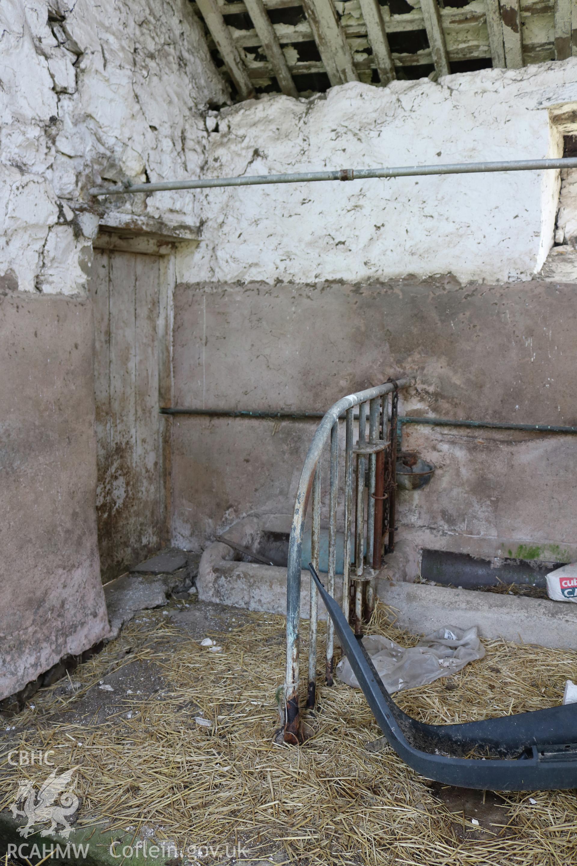 Photograph showing interior view of dairy, at Maes yr Hendre, taken by Dr Marian Gwyn, 6th July 2016. (Original Reference no. 0242)