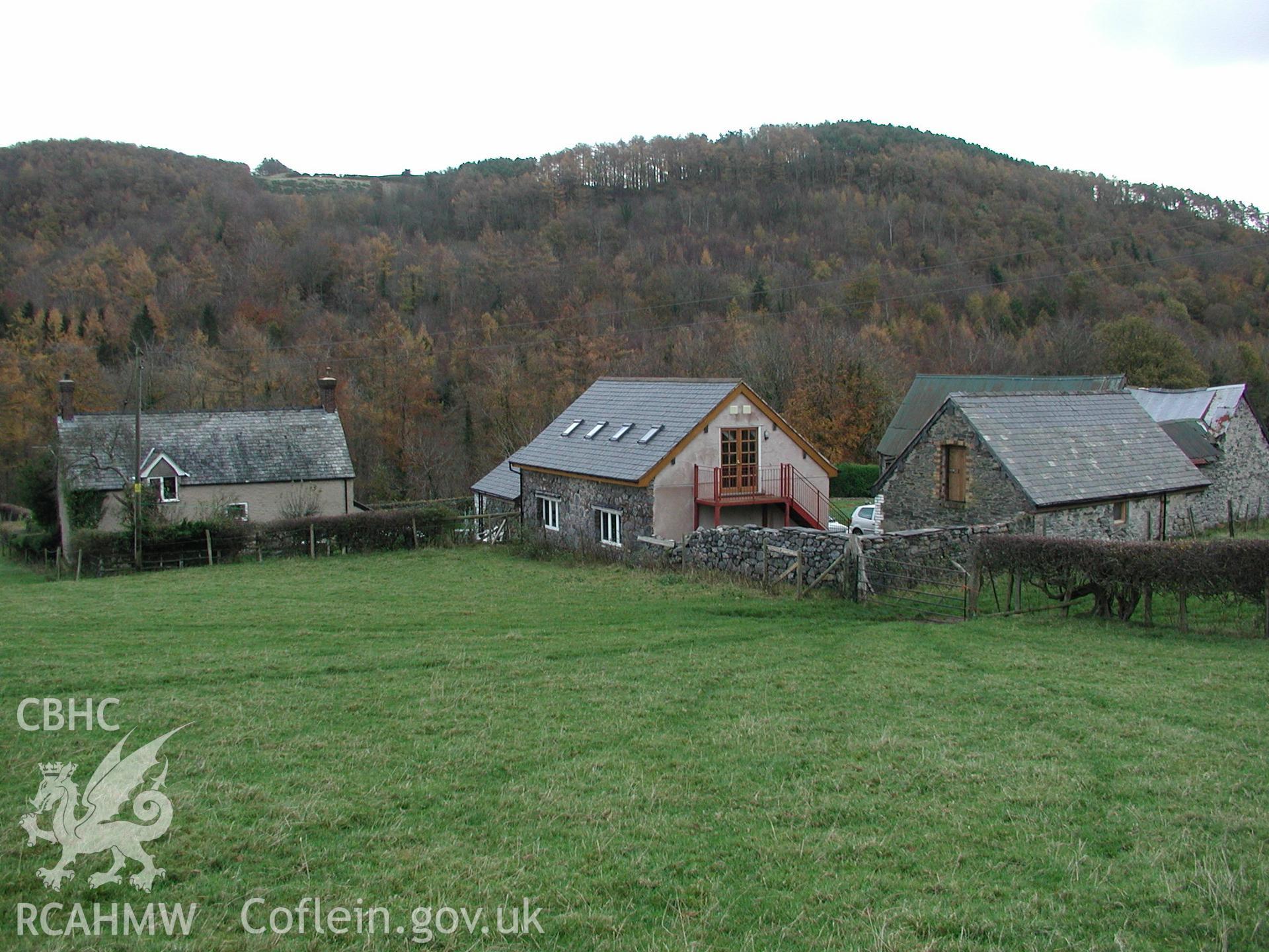 Exterior view of houses and agricultural buildings at Pistyll Gwyn. Photographic survey of Pistyll Gwyn Farmstead conducted by Geoff Ward on 13th November 2007.