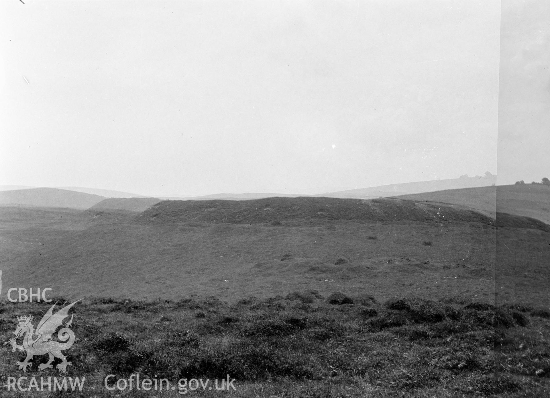 Digital copy of a nitrate negative showing view of Castell y Blaidd.