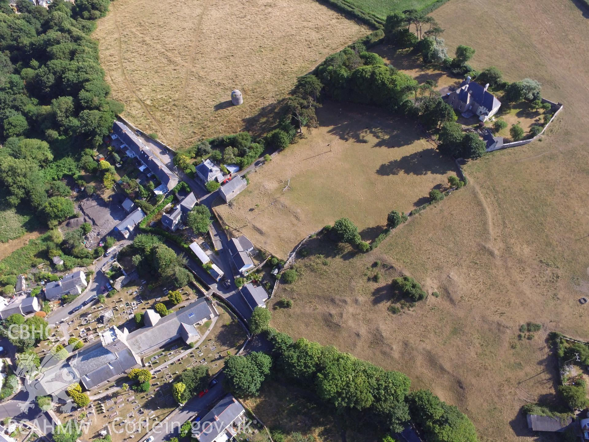 St. Illtyd's Church and the site of the Llantwit Major grange. Colour photograph taken by Paul R. Davis on 25th July 2018.