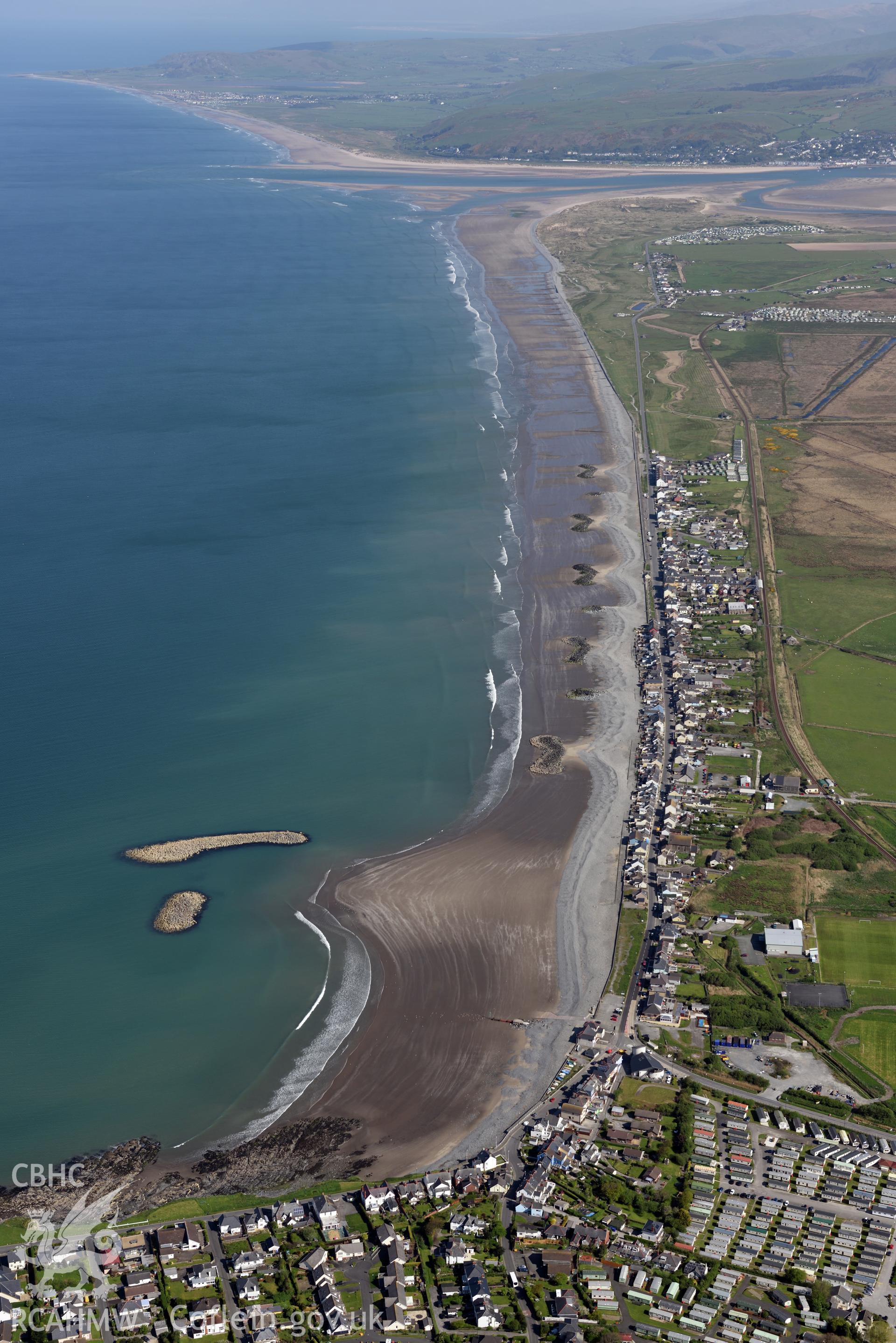 Aerial photography of Borth taken on 3rd May 2017.  Baseline aerial reconnaissance survey for the CHERISH Project. ? Crown: CHERISH PROJECT 2017. Produced with EU funds through the Ireland Wales Co-operation Programme 2014-2020. All material made freely