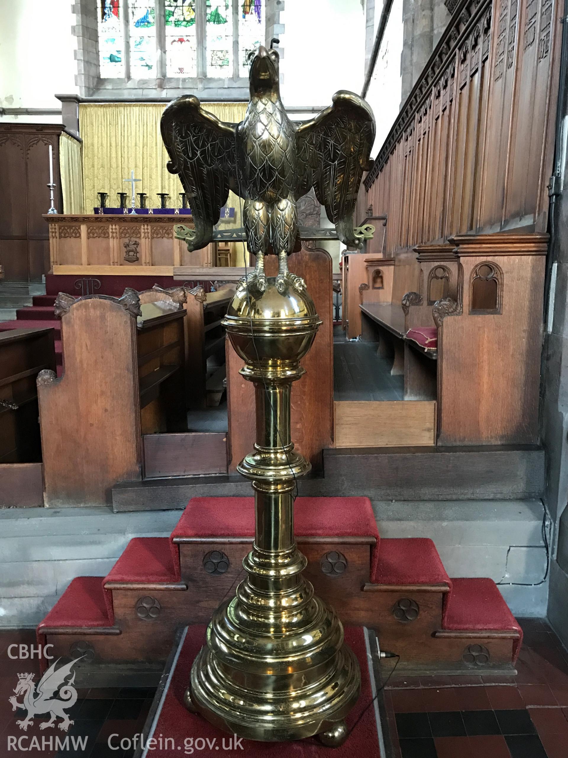 Colour photo showing the Lectern at St Paul's Church, Grangetown, taken by Revd David T. Morris, 2018.