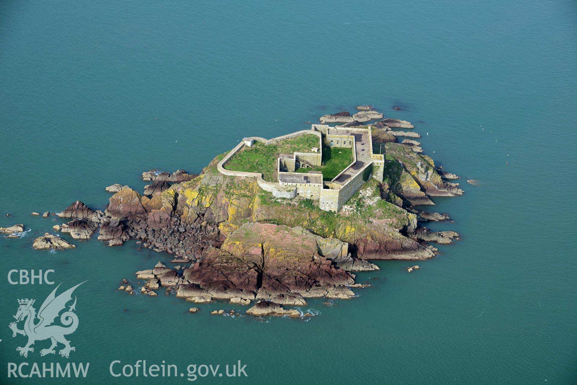 Aerial photography of Thorn Island taken on 27th March 2017. Baseline aerial reconnaissance survey for the CHERISH Project. ? Crown: CHERISH PROJECT 2017. Produced with EU funds through the Ireland Wales Co-operation Programme 2014-2020. All material made freely available through the Open Government Licence.