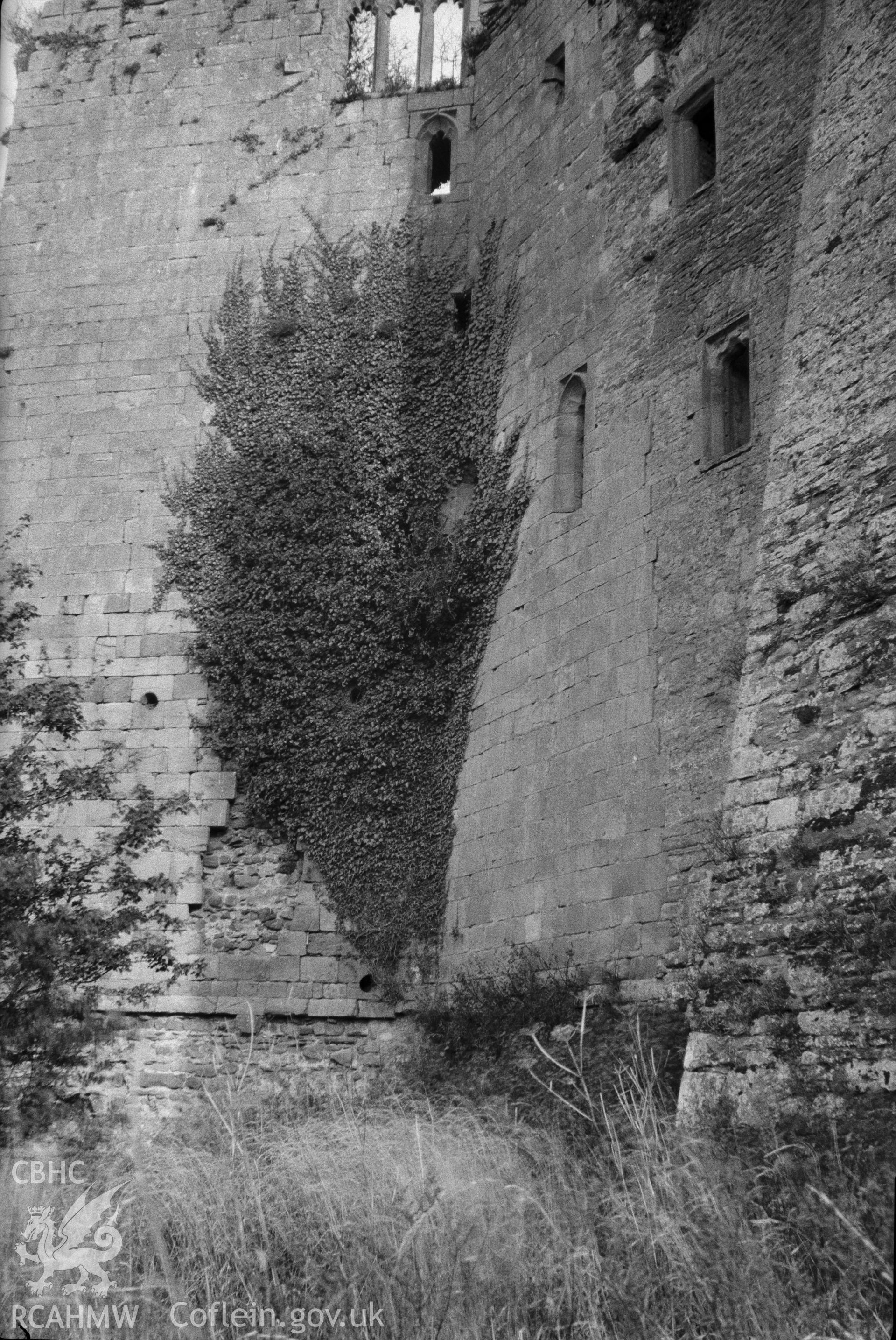 Digital copy of a nitrate negative showing Raglan Castle, taken by Leonard Monroe, 1927.