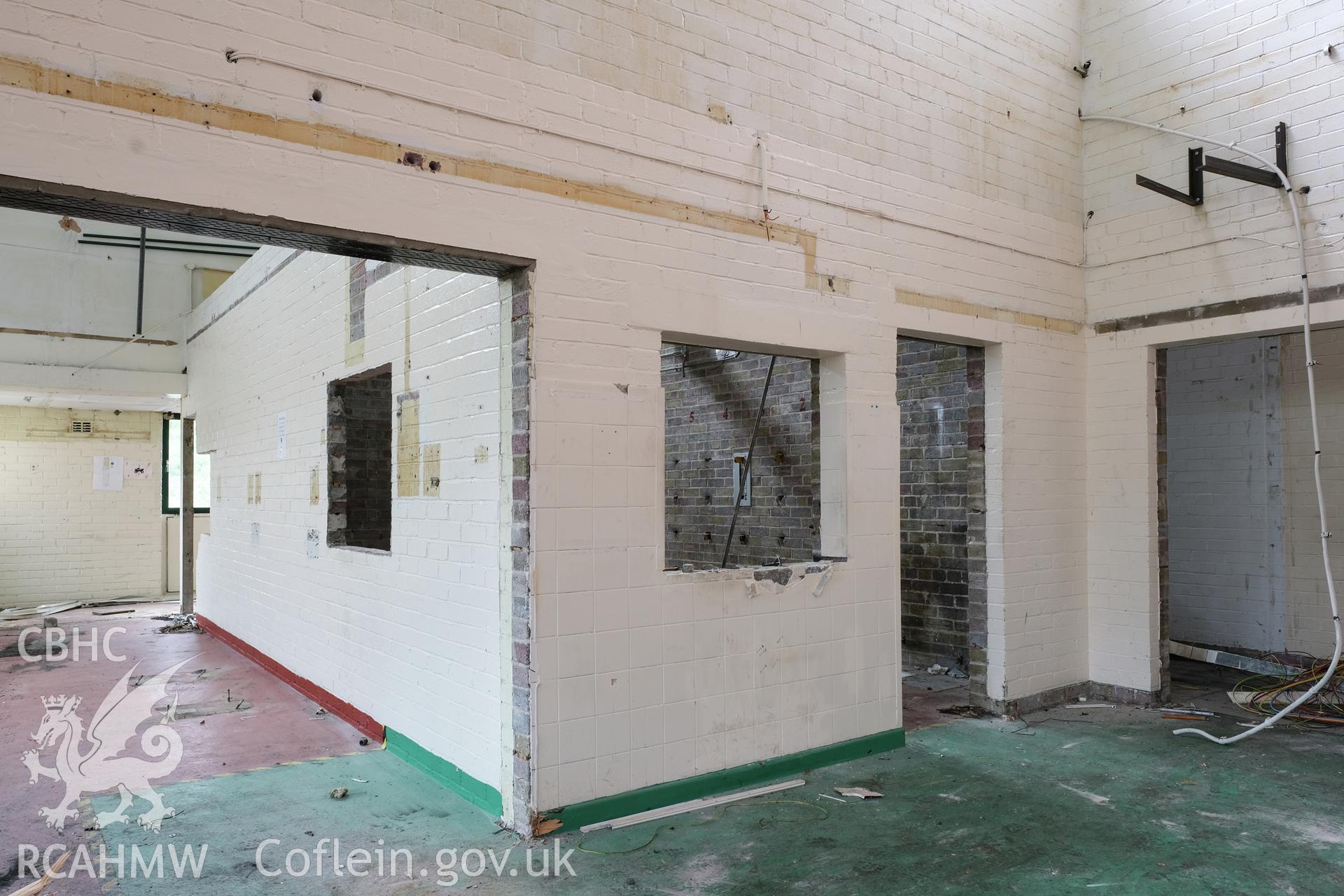 Digital colour photograph showing interior view of rooms at Caernarfonshire Technical College, Ffriddoedd Road, Bangor. Photographed by Dilys Morgan and donated by Wyn Thomas of Grwp Llandrillo-Menai Further Education College, 2019.