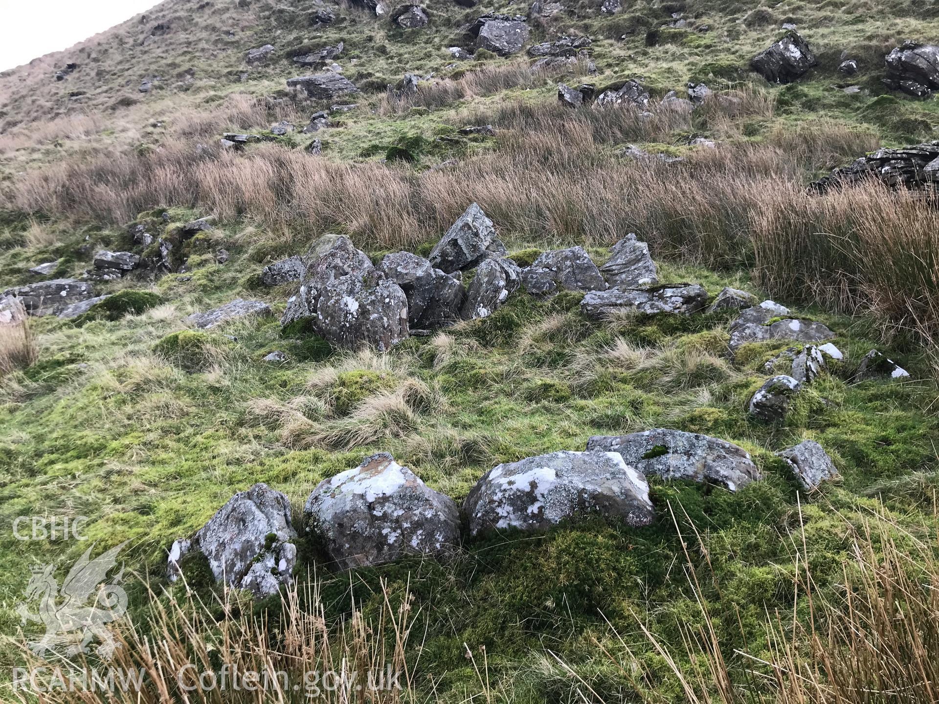 Digital colour photograph showing complex site at Cwm Nantyfedw, Glyncorrwg, taken by Paul Davis on 5th February 2020.