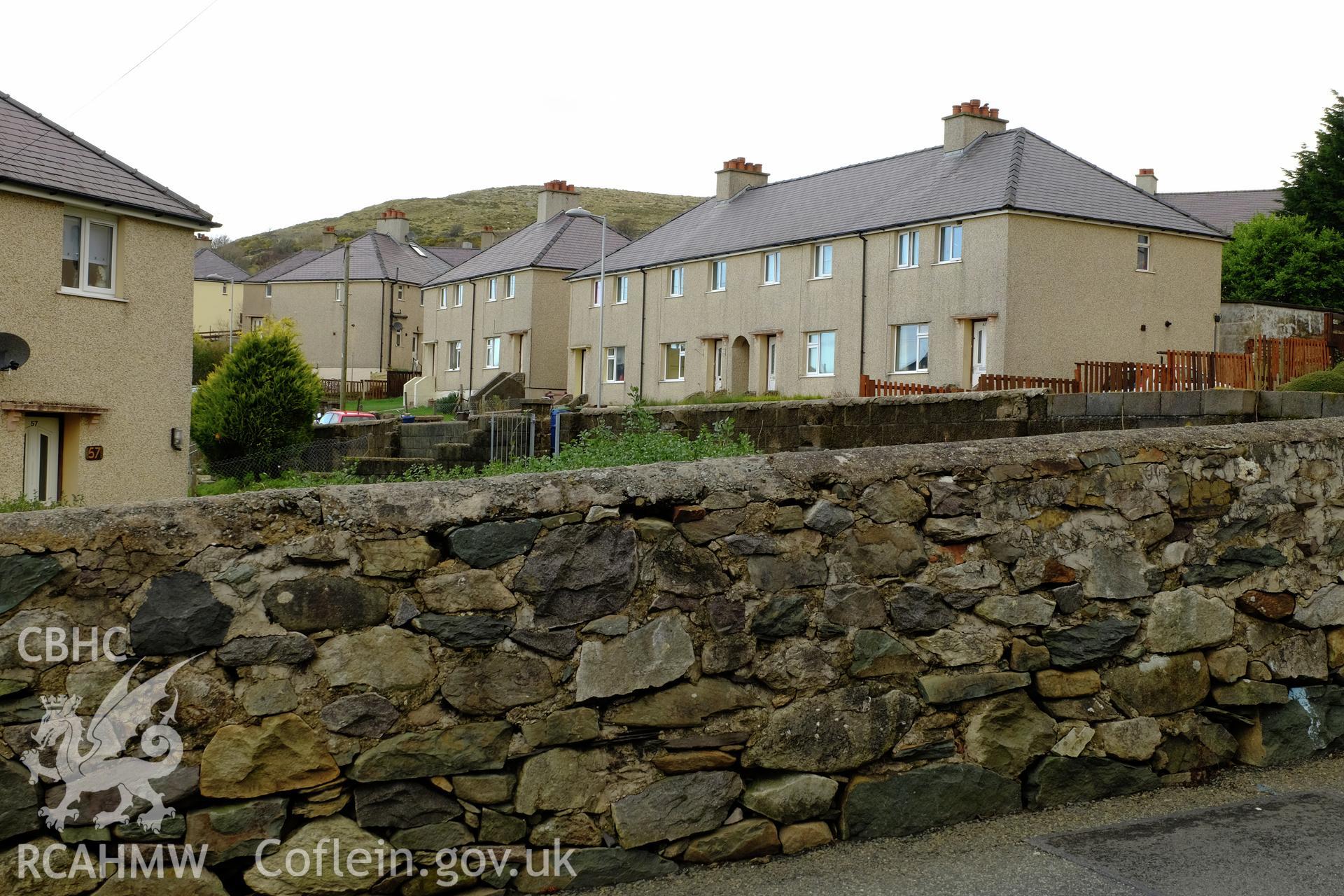 Colour photograph showing view looking north west at Pentre Helen, Deiniolen, produced by Richard Hayman 2nd February 2017