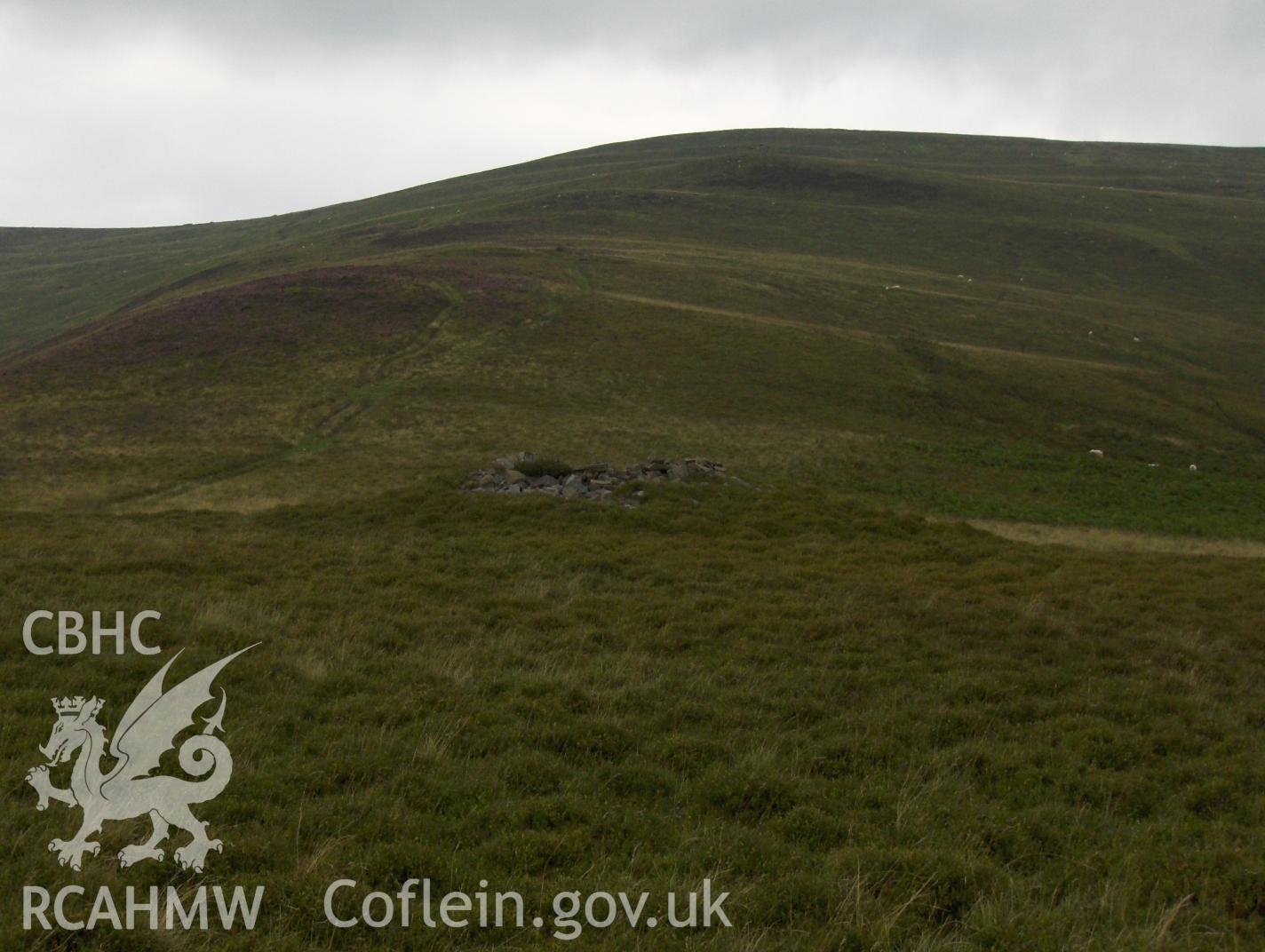 Digital colour photograph of Pentwynglas cairn taken on 21/08/2007 by N.A.R. Vaughan during the Black Mountain Central South Upland Survey undertaken by Archaeophysica.