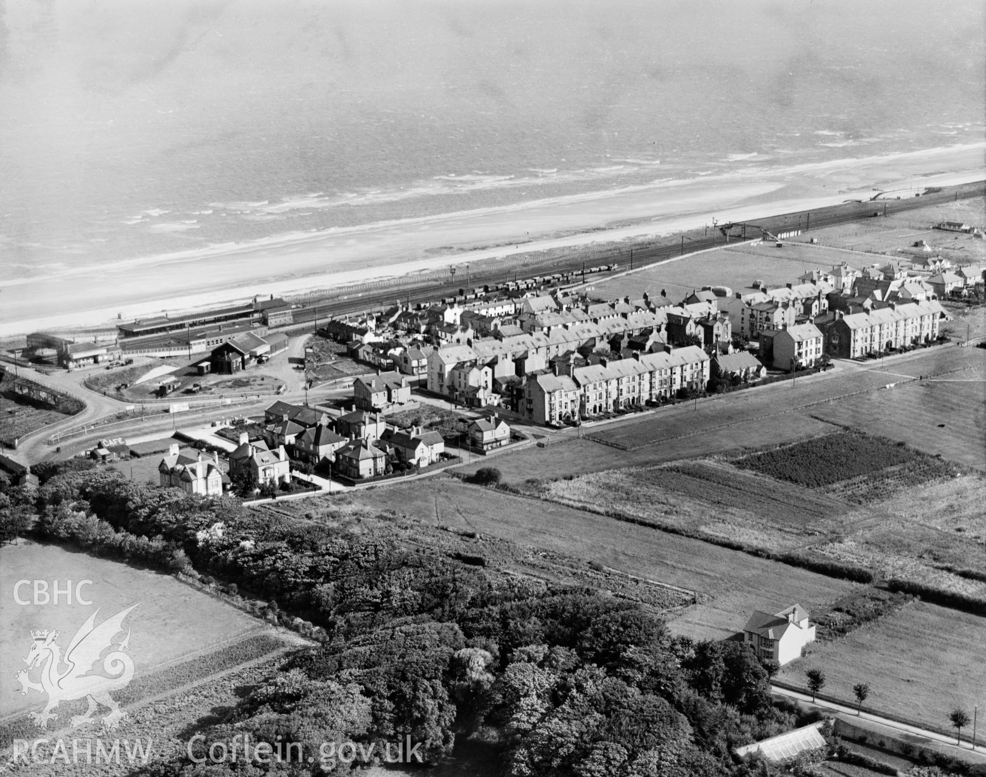 General view of Pensarn, oblique aerial view. 5?x4? black and white glass plate negative.