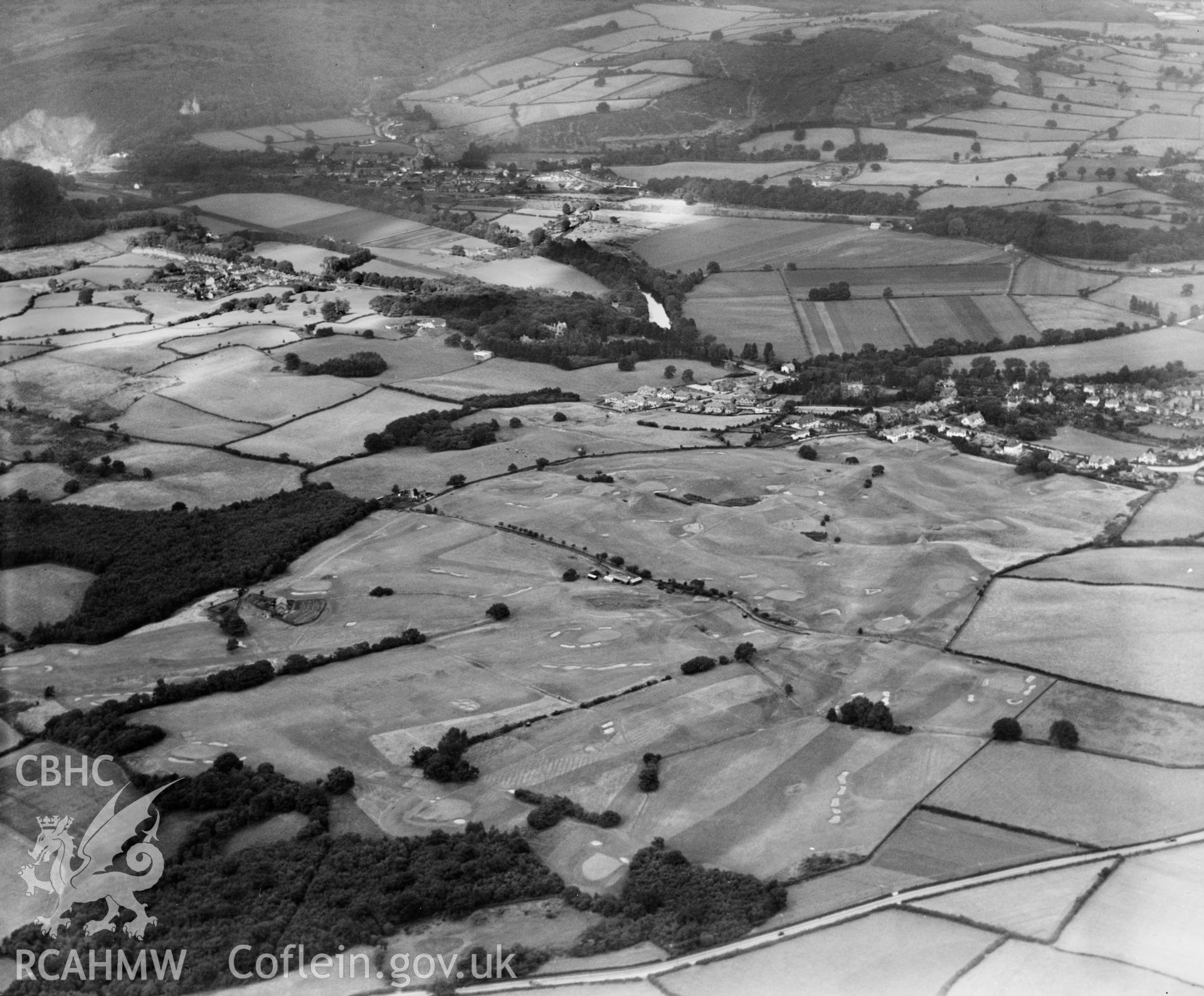 View of Radyr golf club, oblique aerial view. 5?x4? black and white glass plate negative.