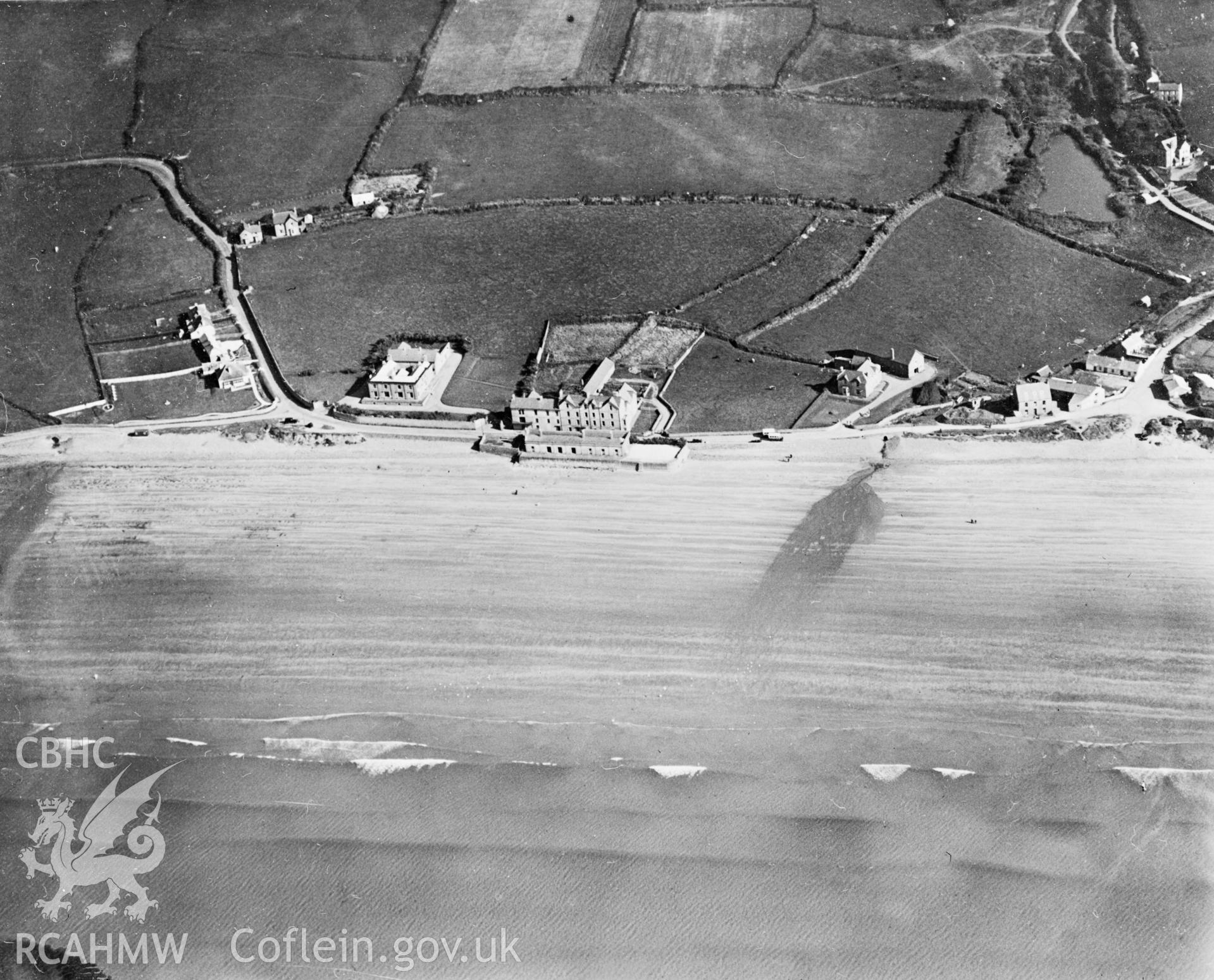 View of Broad Haven. Oblique aerial photograph, 5?x4? BW glass plate.