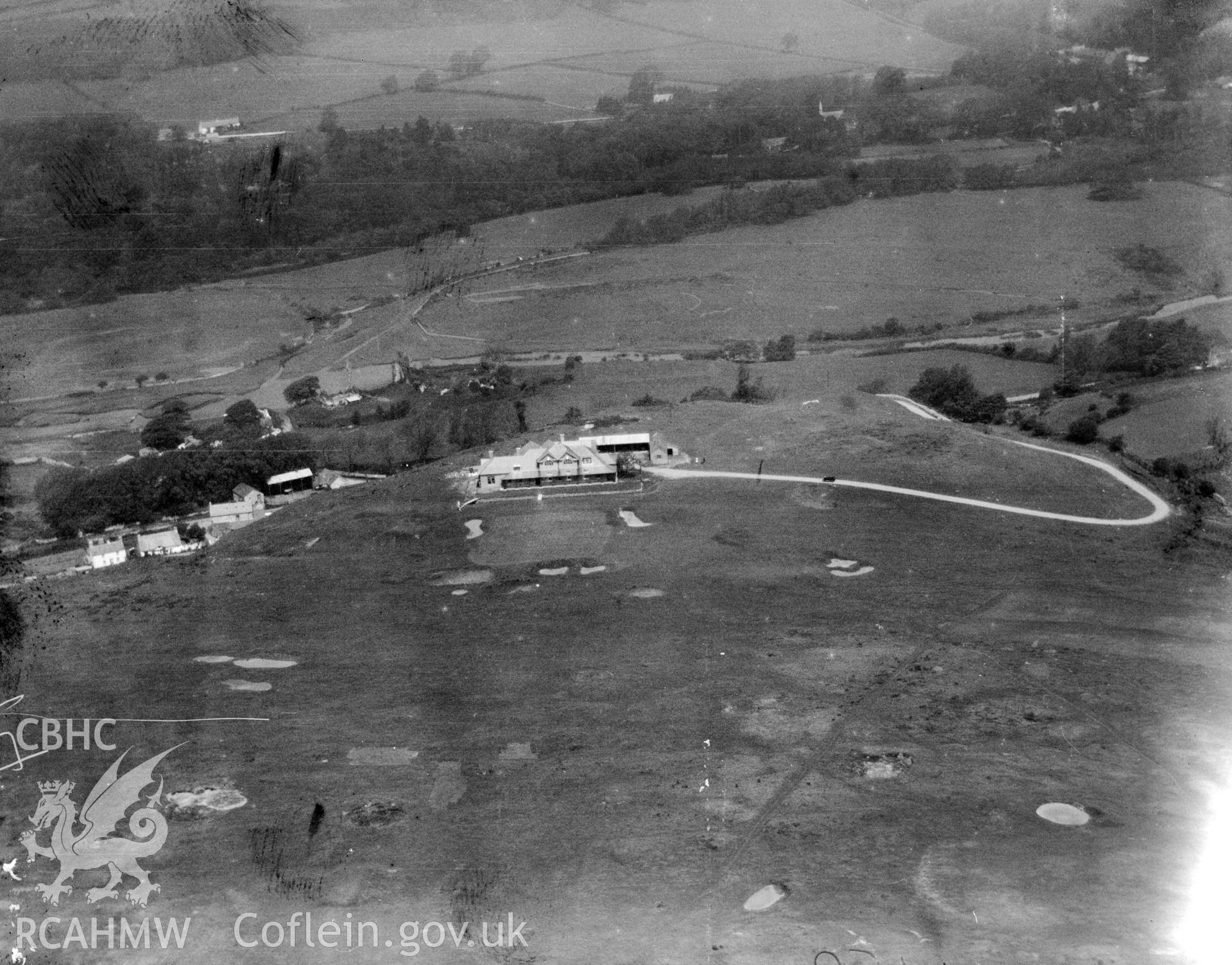 View of Southerndown golf course, Ogmore-by-Sea. Oblique aerial photograph, 5?x4? BW glass plate.