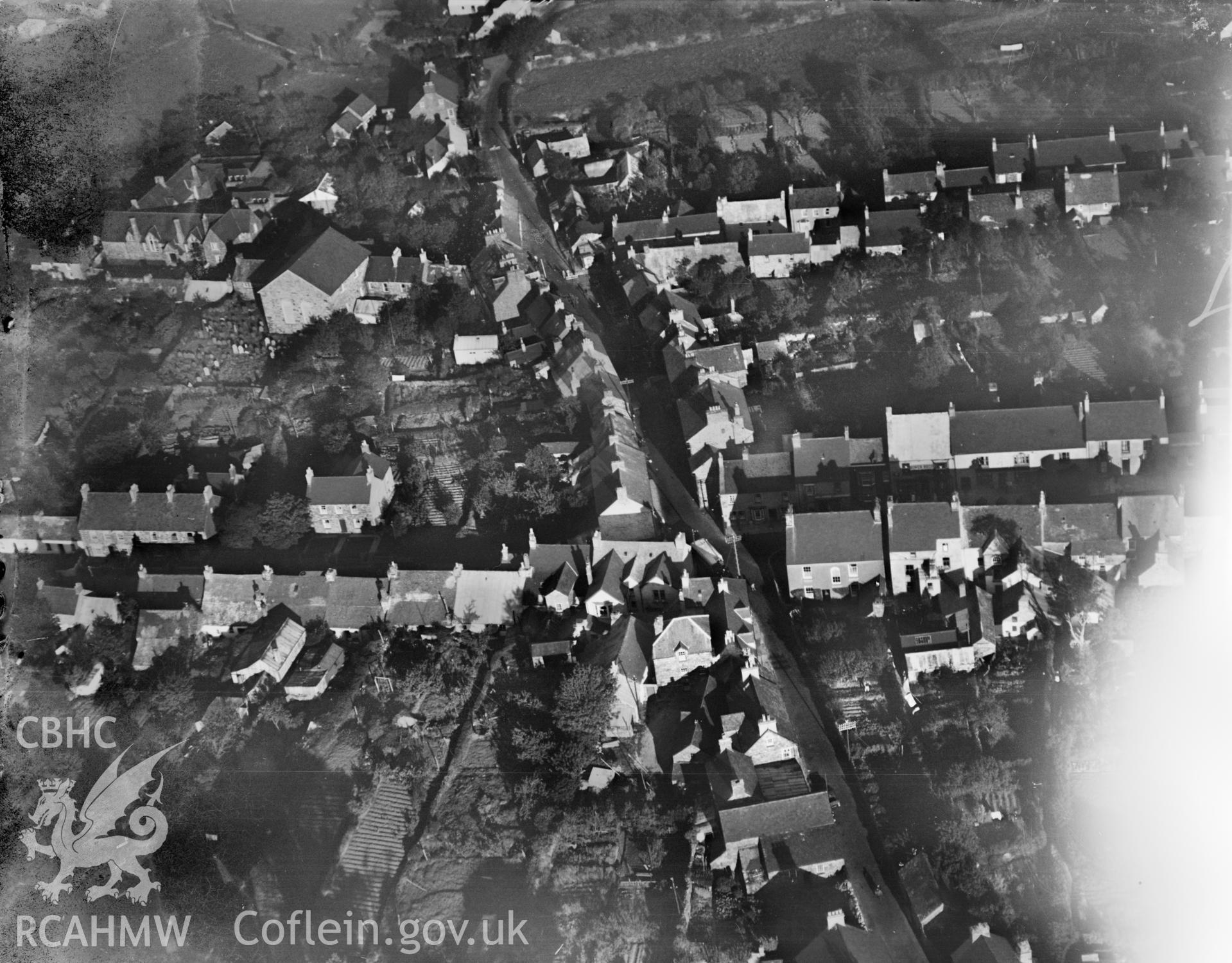 View of Newport, Pembrokeshire, oblique aerial view. 5?x4? black and white glass plate negative.