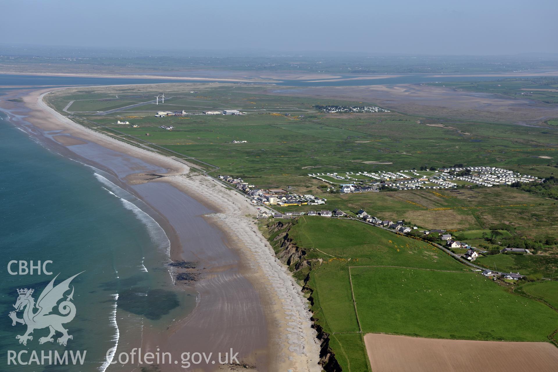 Aerial photography of Dinas Dinlle taken on 3rd May 2017.  Baseline aerial reconnaissance survey for the CHERISH Project. ? Crown: CHERISH PROJECT 2017. Produced with EU funds through the Ireland Wales Co-operation Programme 2014-2020. All material made