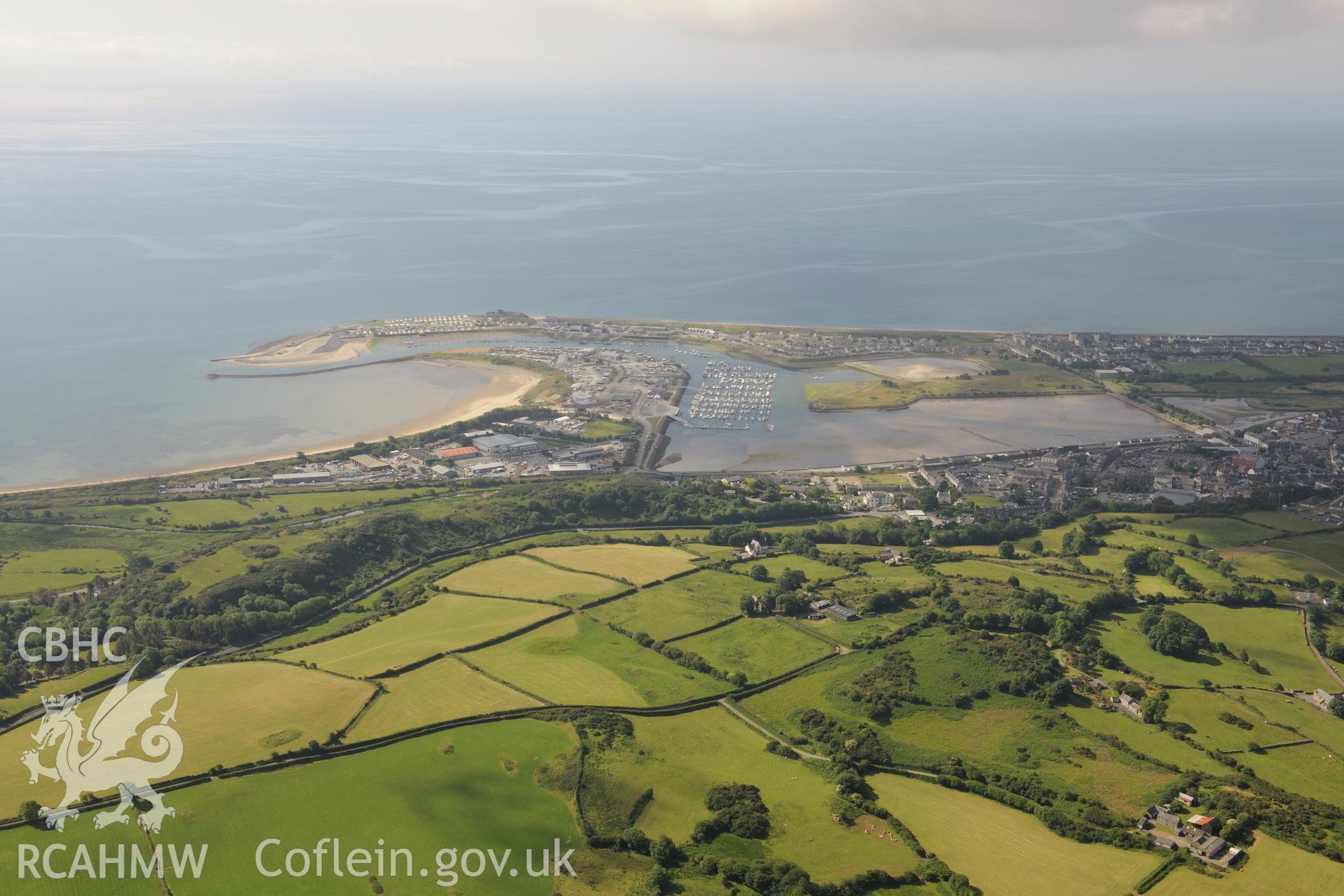 Pwllheli harbour and town. Oblique aerial photograph taken during the Royal Commission's programme of archaeological aerial reconnaissance by Toby Driver on 23rd June 2015.