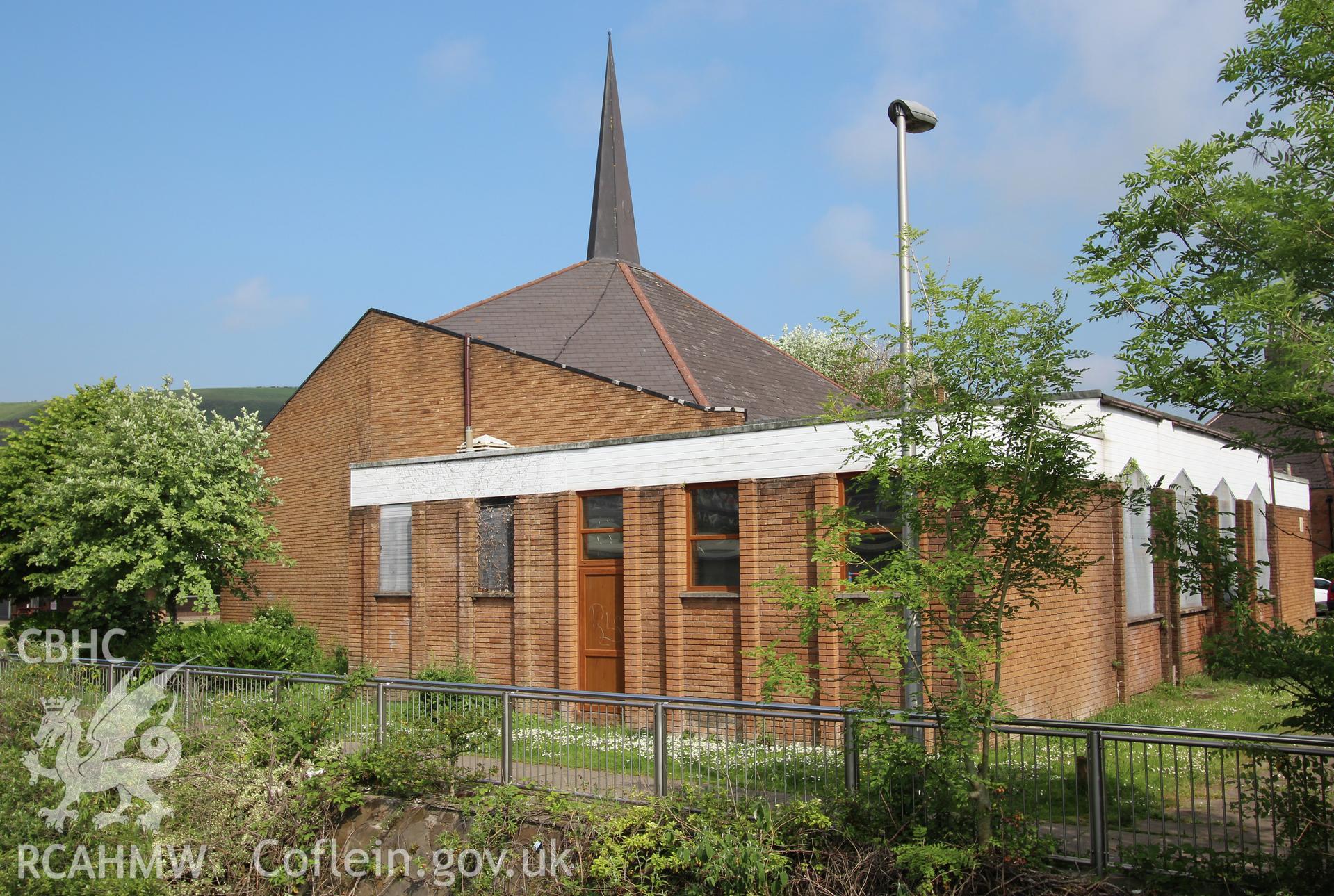 Colour photograph showing exterior view of the Riverside chapel, Port Talbot. Photographed during survey conducted by Geoff Ward on 5th July 2016.
