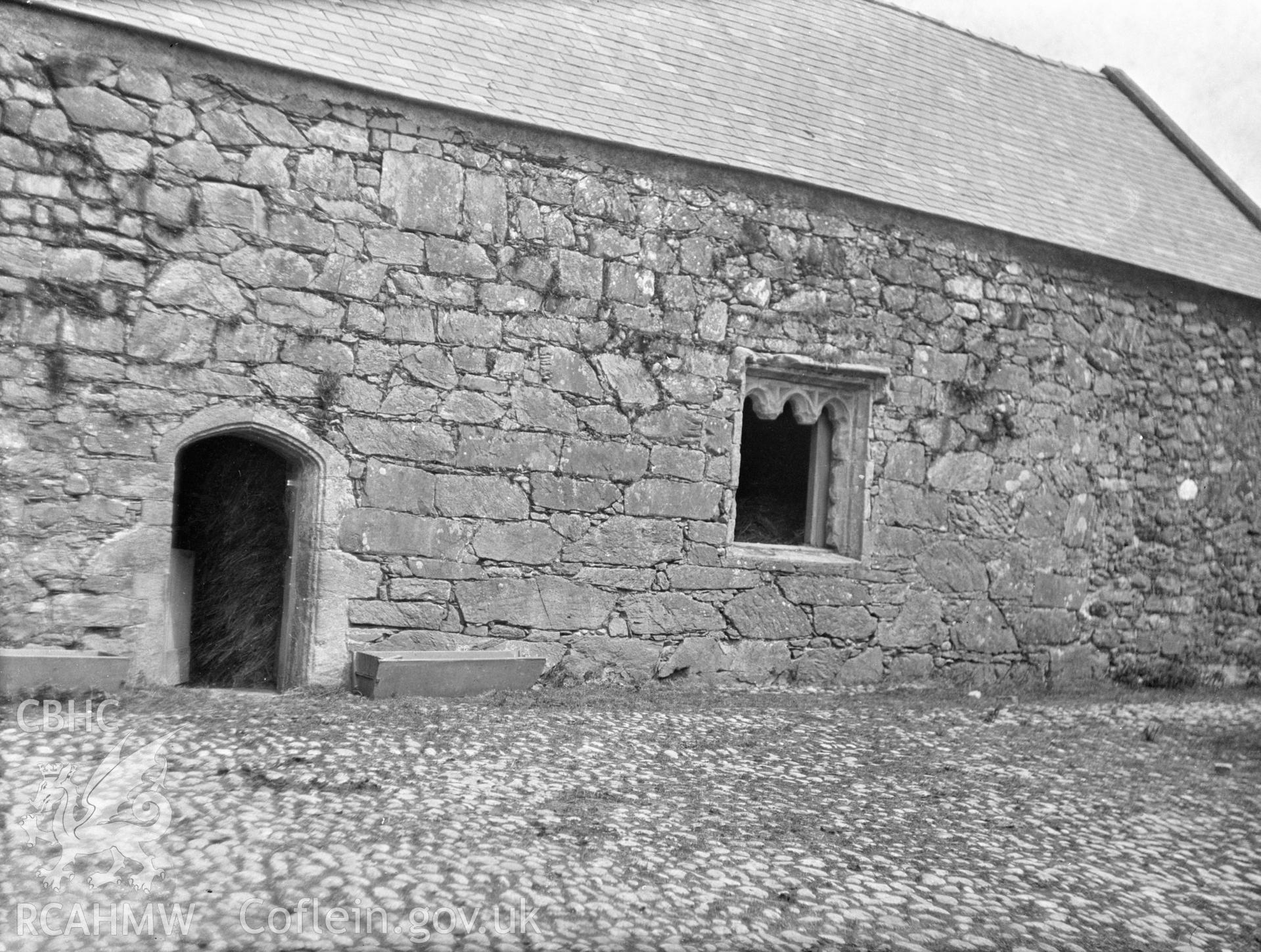 Digital copy of a nitrate negative showing the barn at Cochwillan.