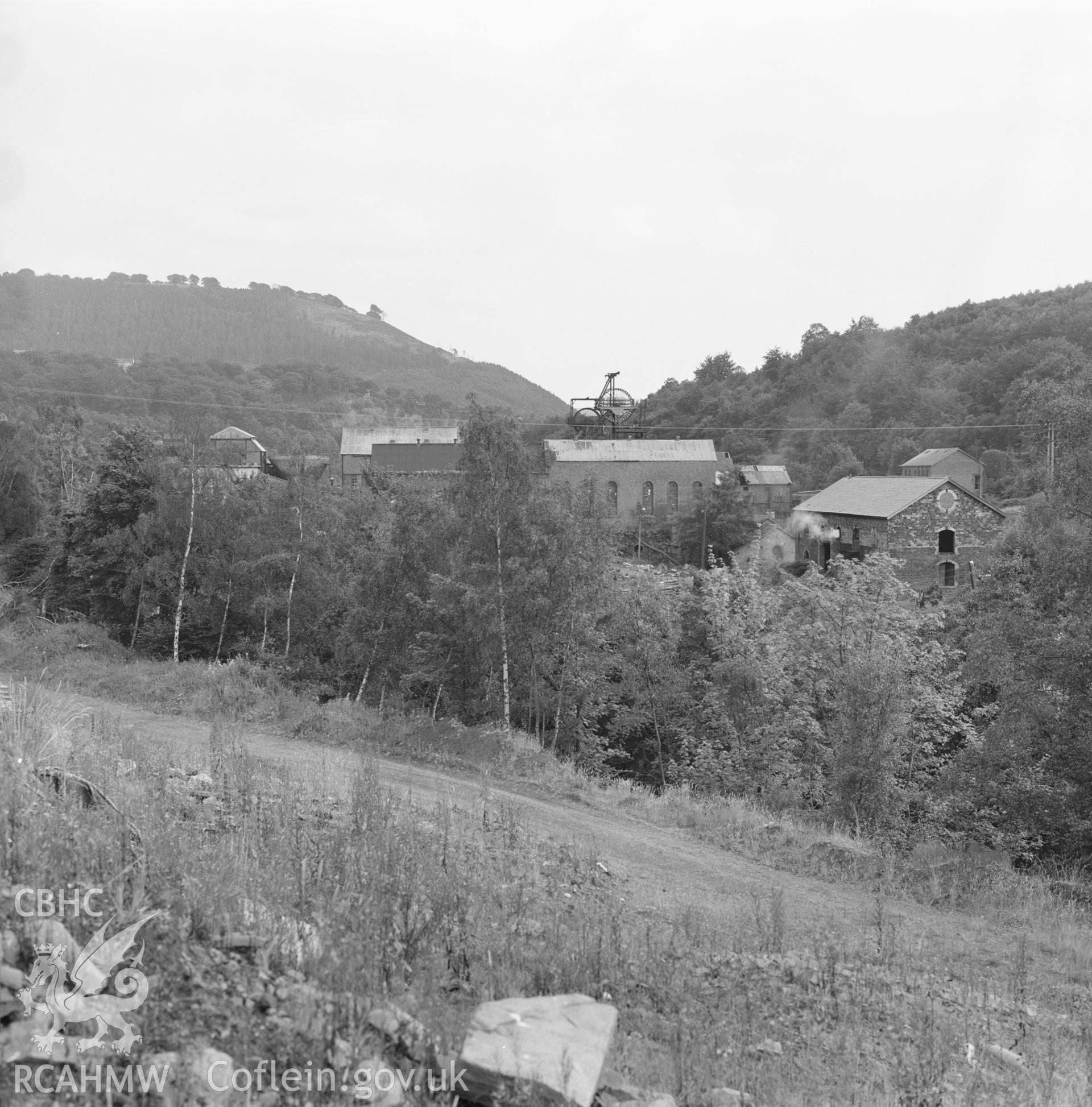 Digital copy of an acetate negative showing general view of Celynen South Colliery, from the John Cornwell Collection.