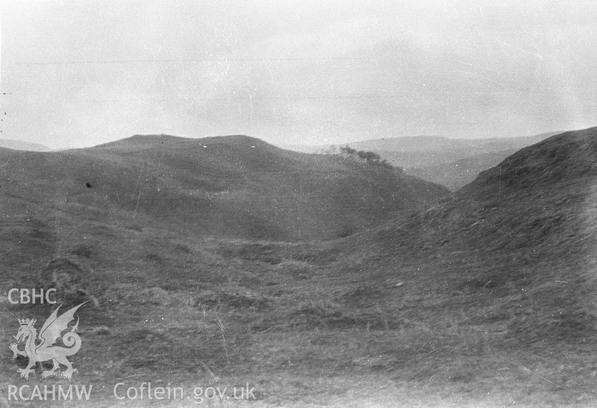 Digital copy of a nitrate negative showing view of Castell Grogwynion.