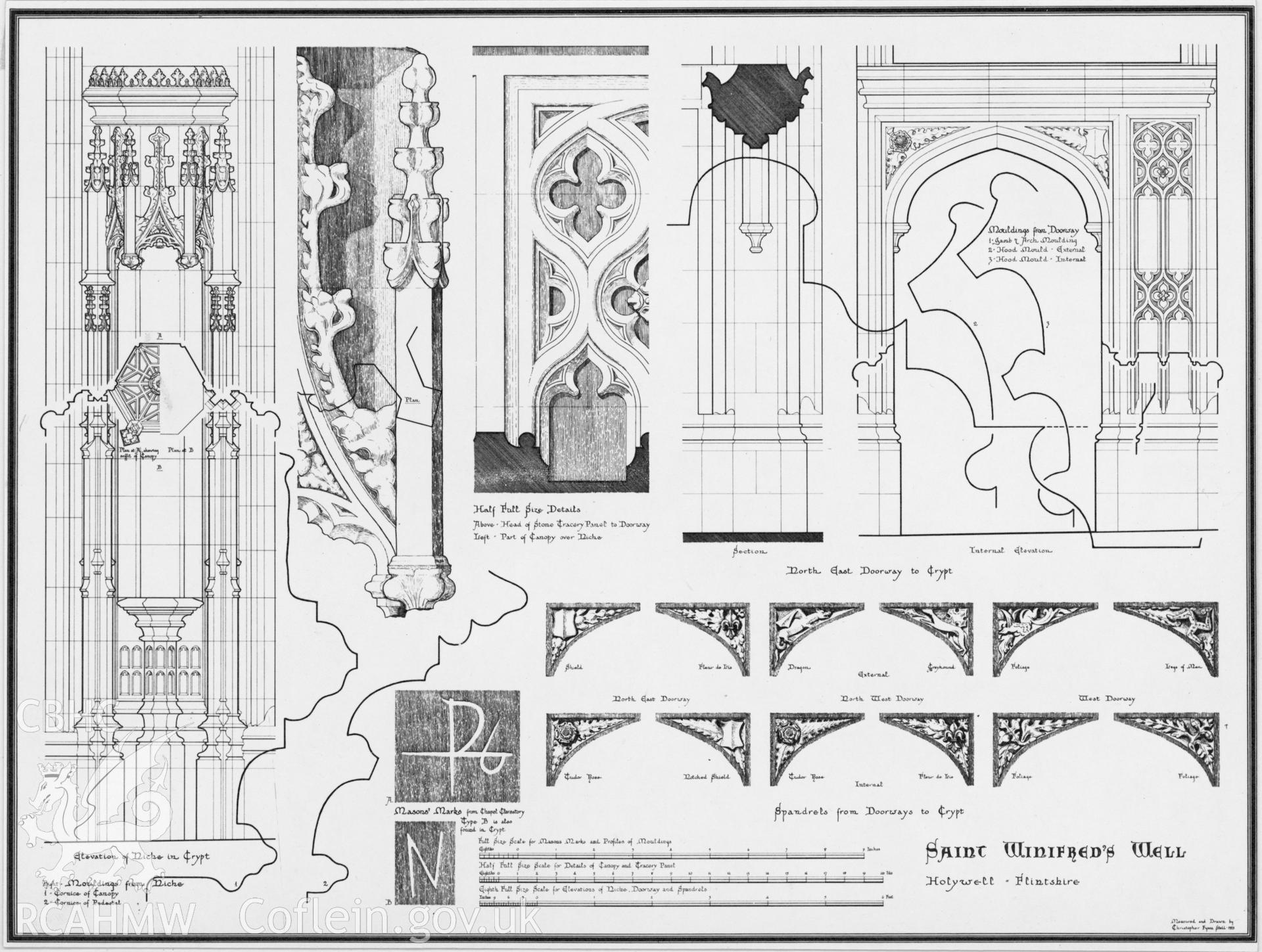 Digital copy of plan and elevation drawing of St Winifrede's Well.