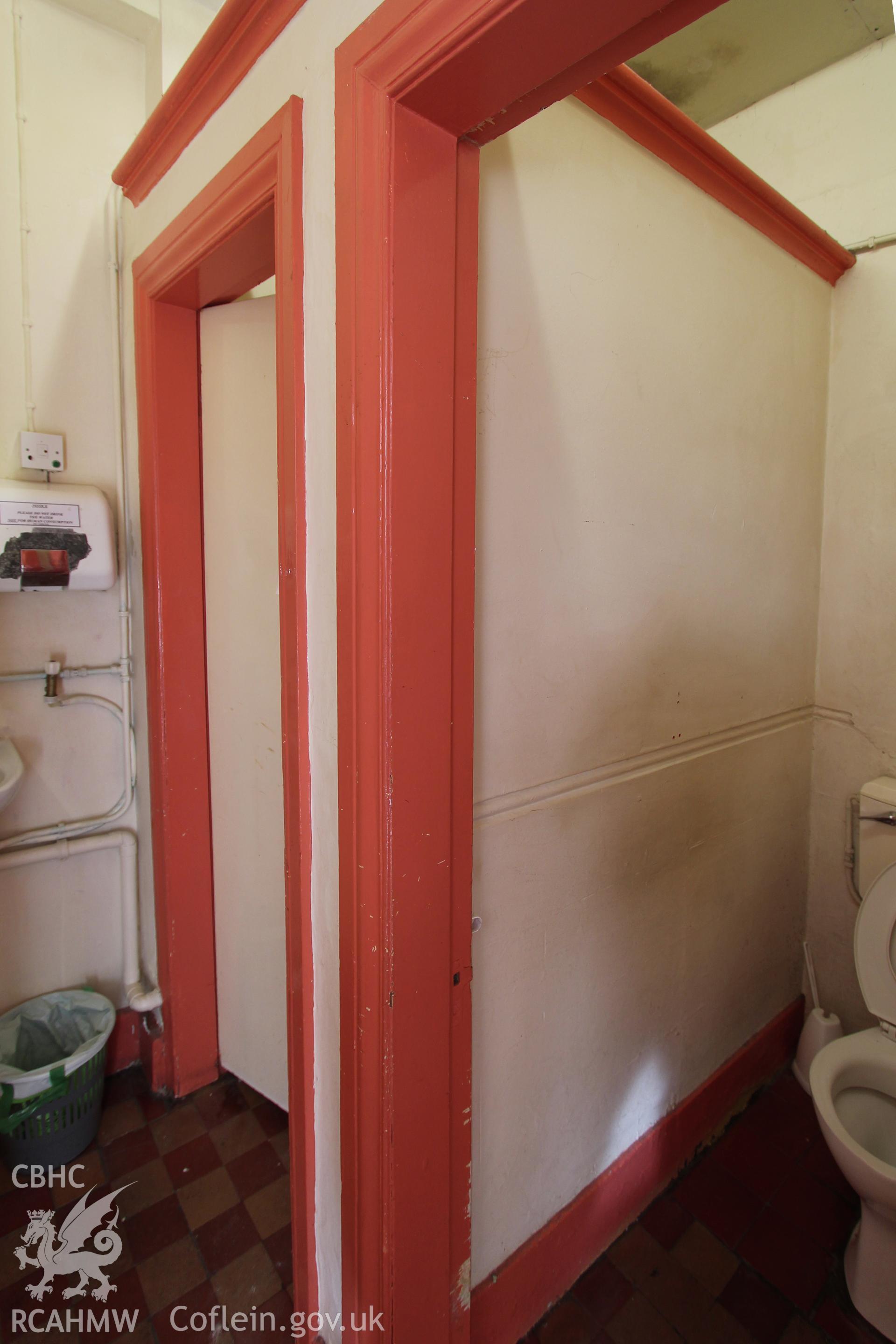 Interior view of bathroom at the Railway Institute, Bangor. Photographed during survey conducted by Sue Fielding for the RCAHMW on 4th April 2016.