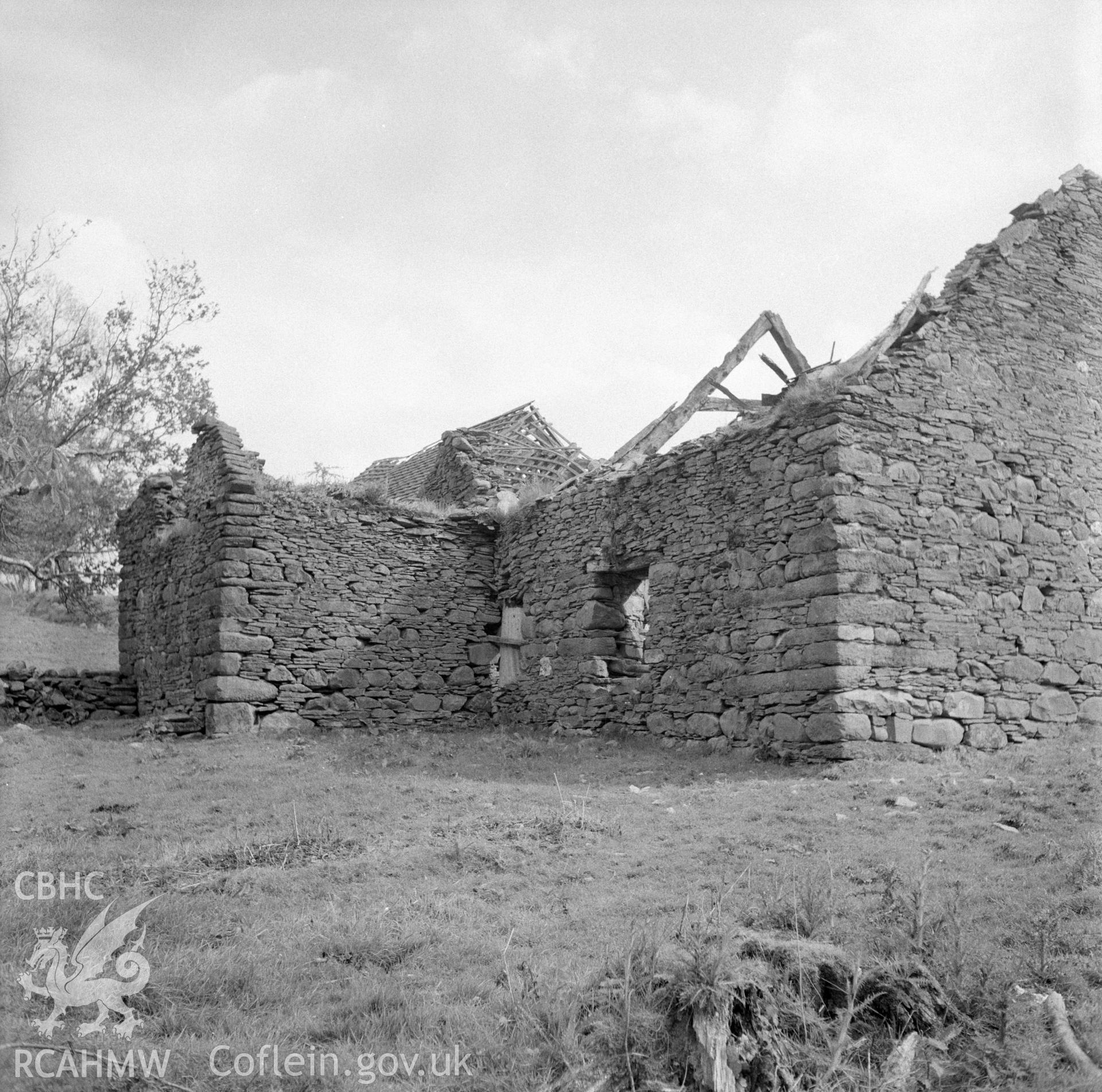 Digital copy of a negative showing view of Cefn-Gwyn Old House from the west.