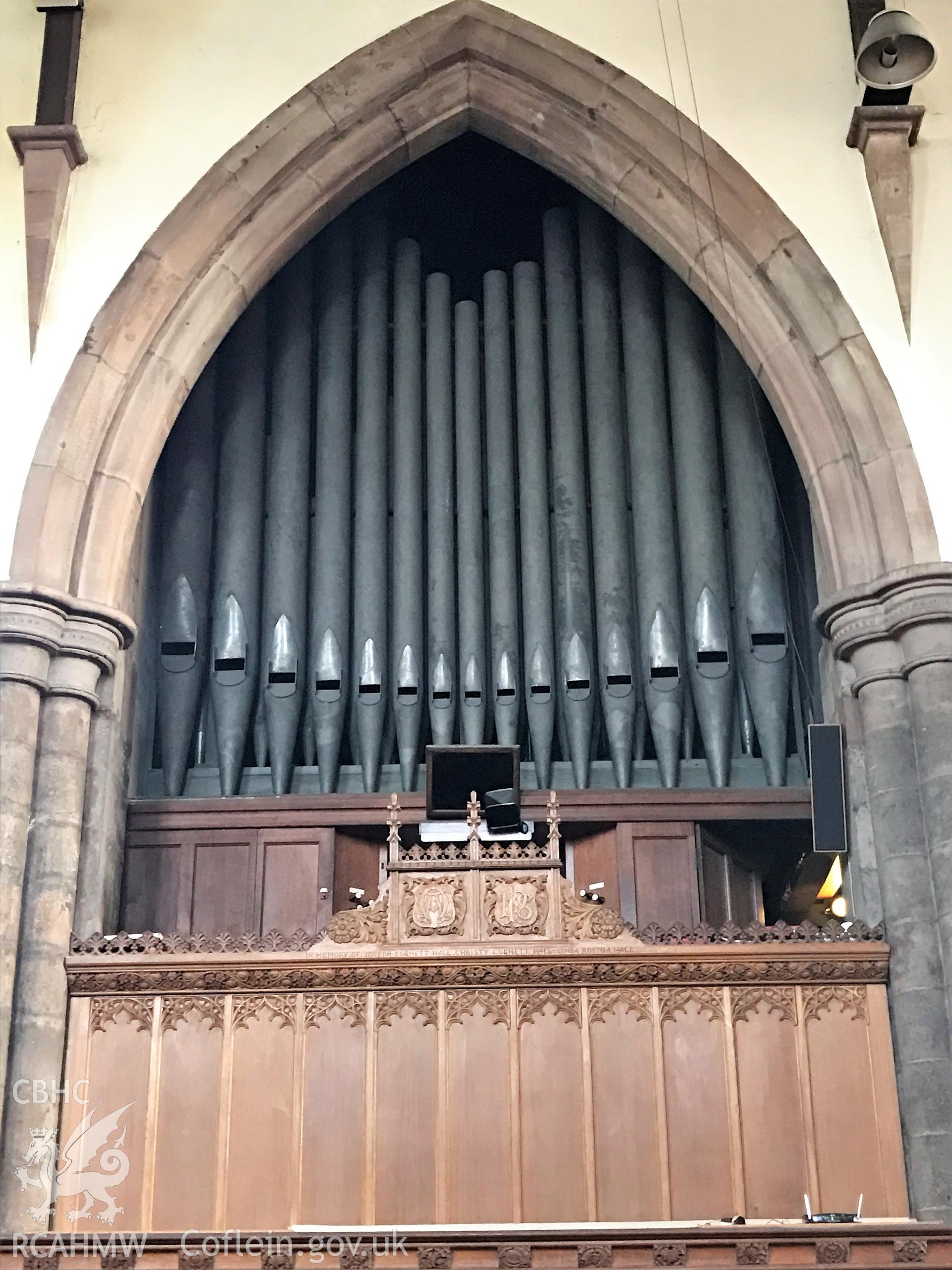 Colour photo showing the organ at St Paul's Church, Grangetown, taken by Revd David T. Morris, 2018.