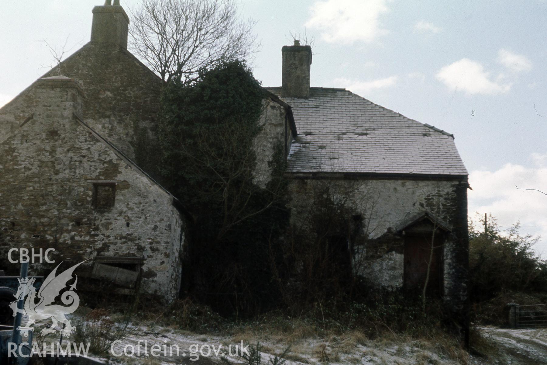 Rear view of Blaenau Mansion, Llandybie, scanned from a photo taken by Dylan Rees, 1978.