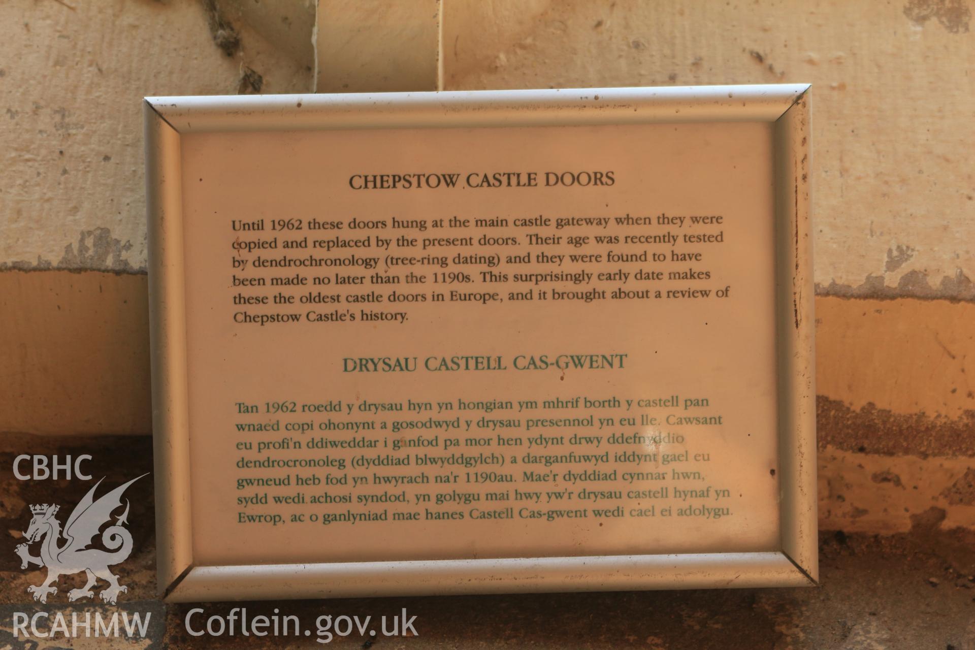 Investigators Photographs at Chepstow Castle. Cadw interpretation panel.