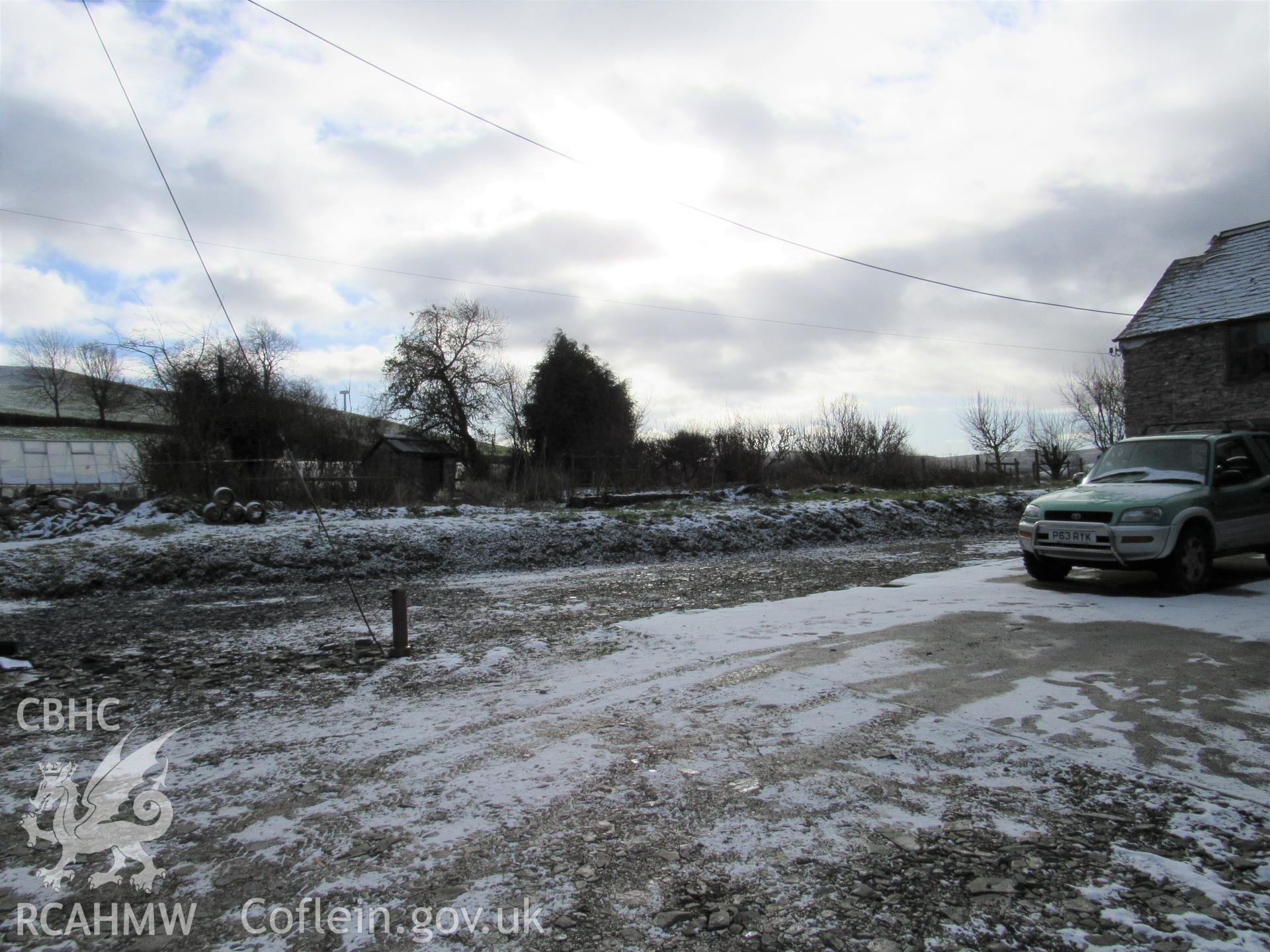 The outside toilet location, view south-east. Photographs as part of archaeological building recording conducted at Bryn Ysguboriau, Llanelidan, Denbighshire, carried out by Archaeology Wales, 2018. Project no. P2587.