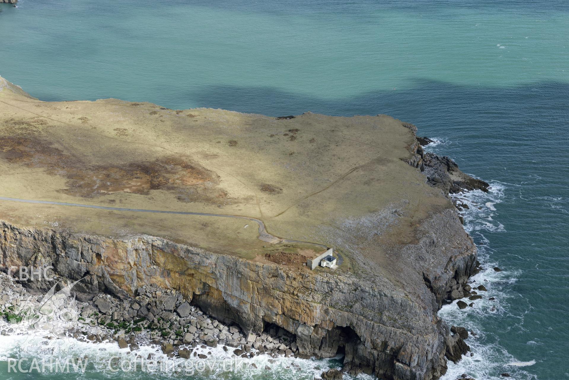 St Govans Head, Bosherton. Baseline aerial reconnaissance survey for the CHERISH Project. ? Crown: CHERISH PROJECT 2018. Produced with EU funds through the Ireland Wales Co-operation Programme 2014-2020. All material made freely available through the Open Government Licence.